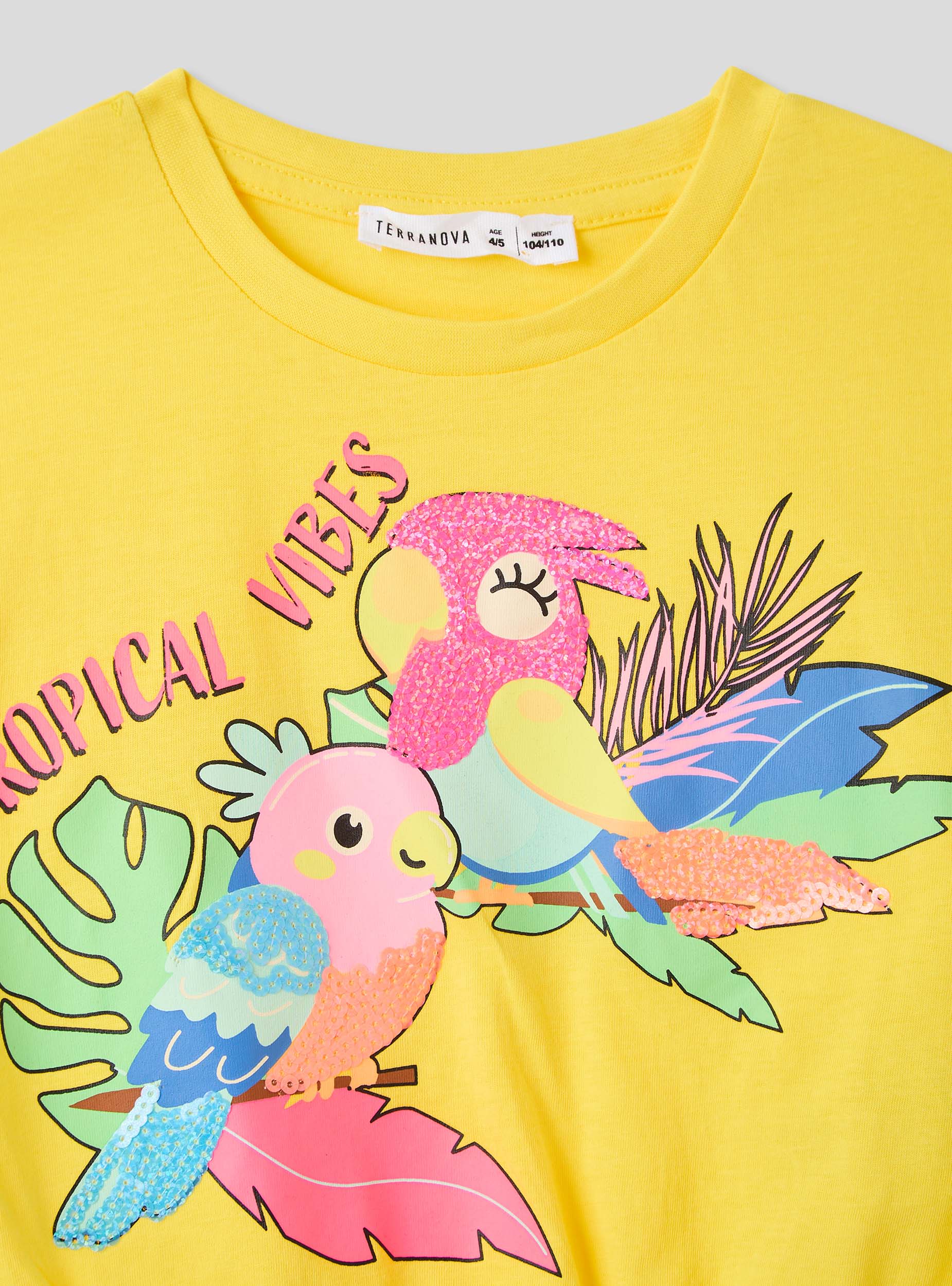 T-shirt con elastico e stampa pappagalli - Image 6