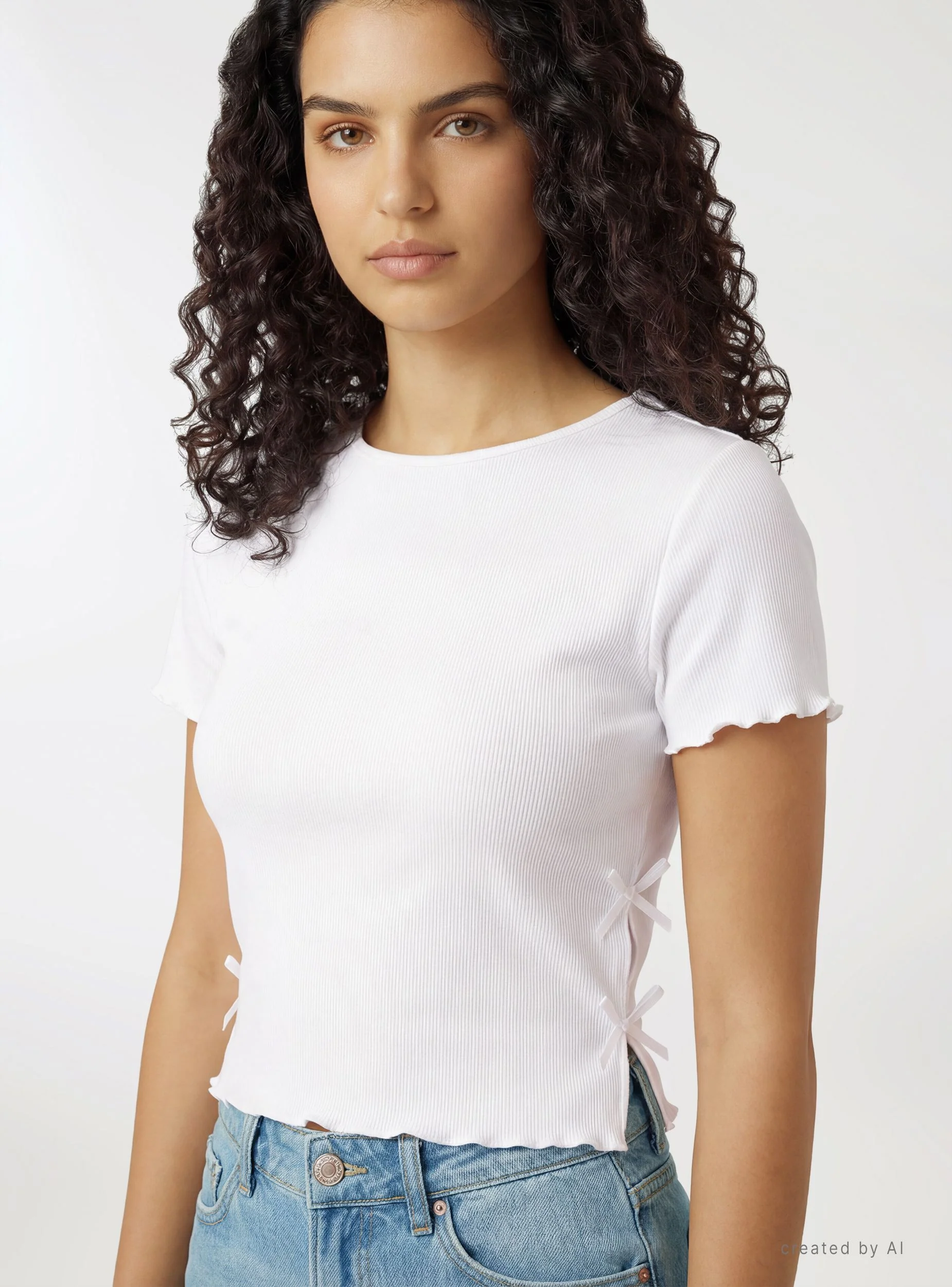 T-shirt con fiocchi sui fianchi - Image 4