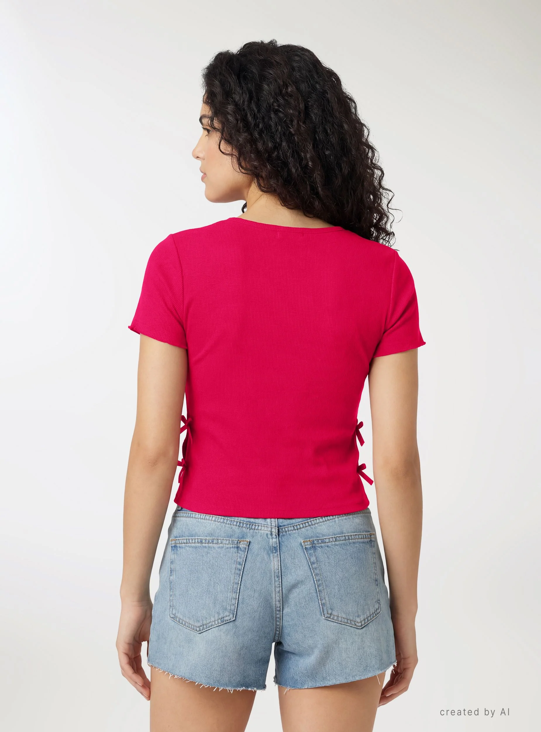 T-shirt con fiocchi sui fianchi - Image 2