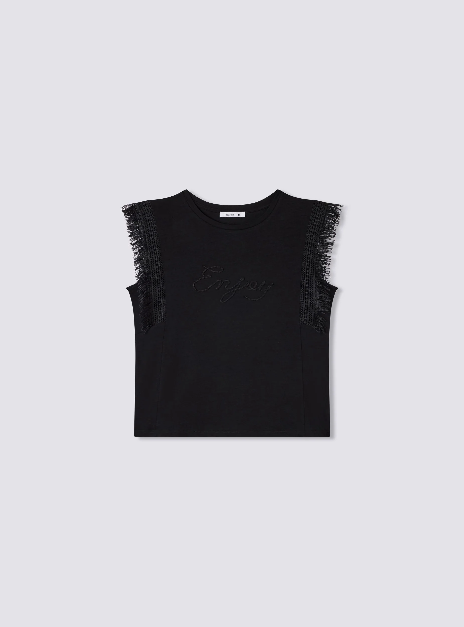 T-shirt con frange e scritta - Image 6