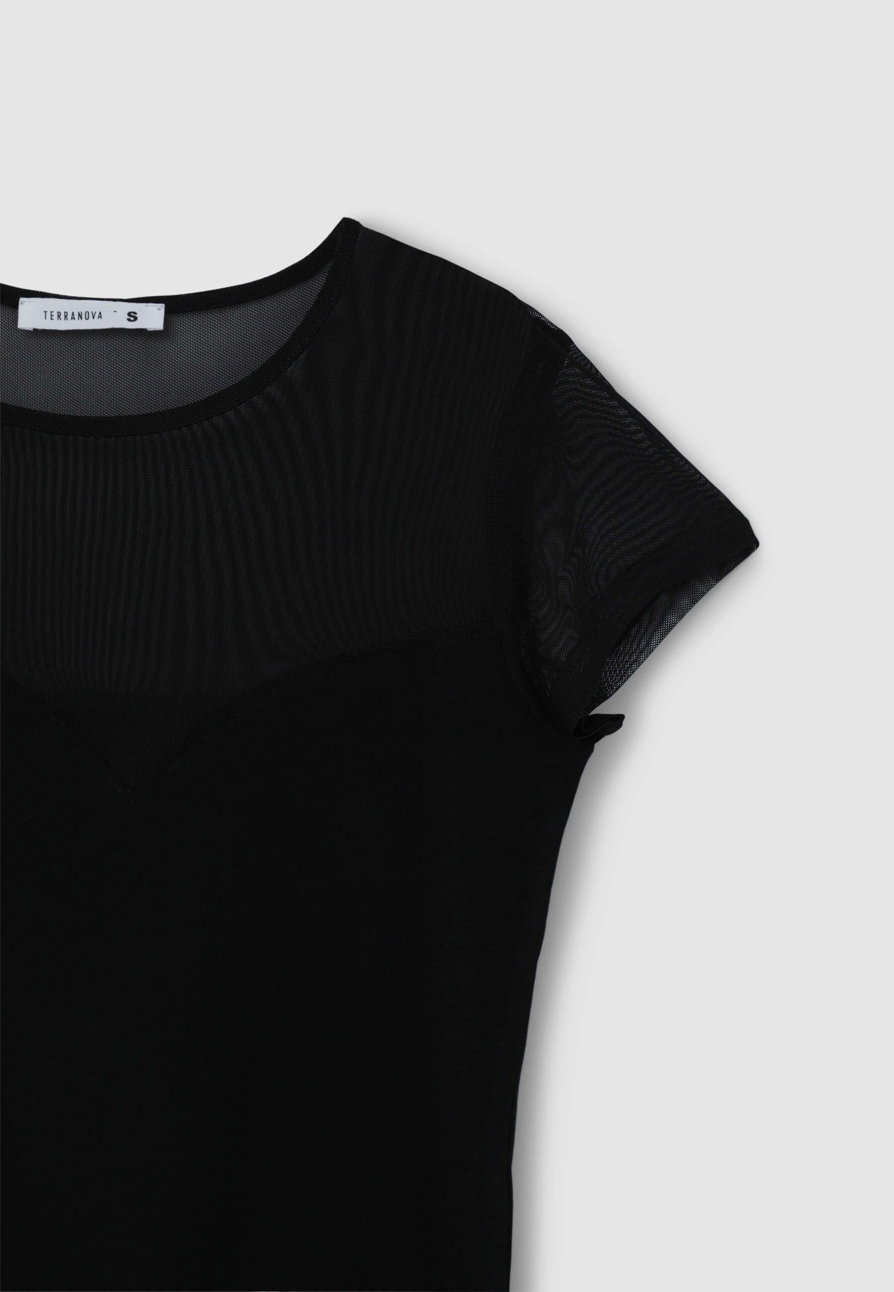 T-shirt con inserti in tulle - Image 5