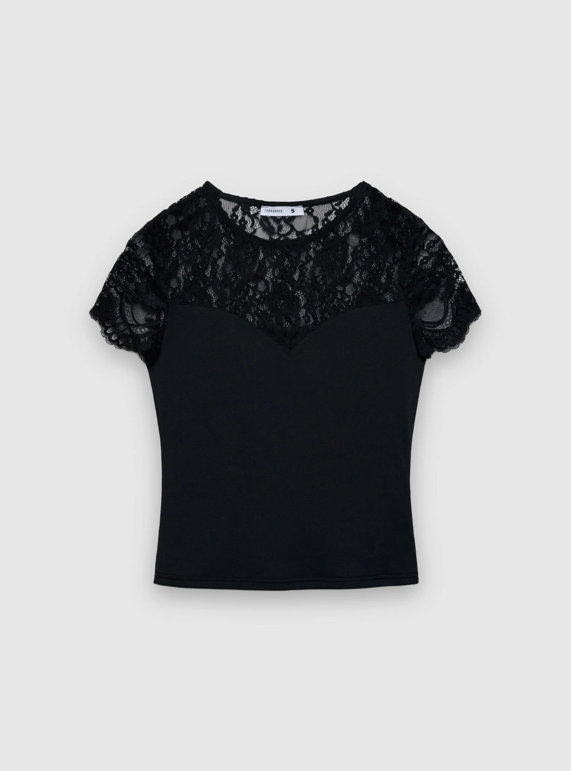T-shirt con inserto in pizzo - Image 5