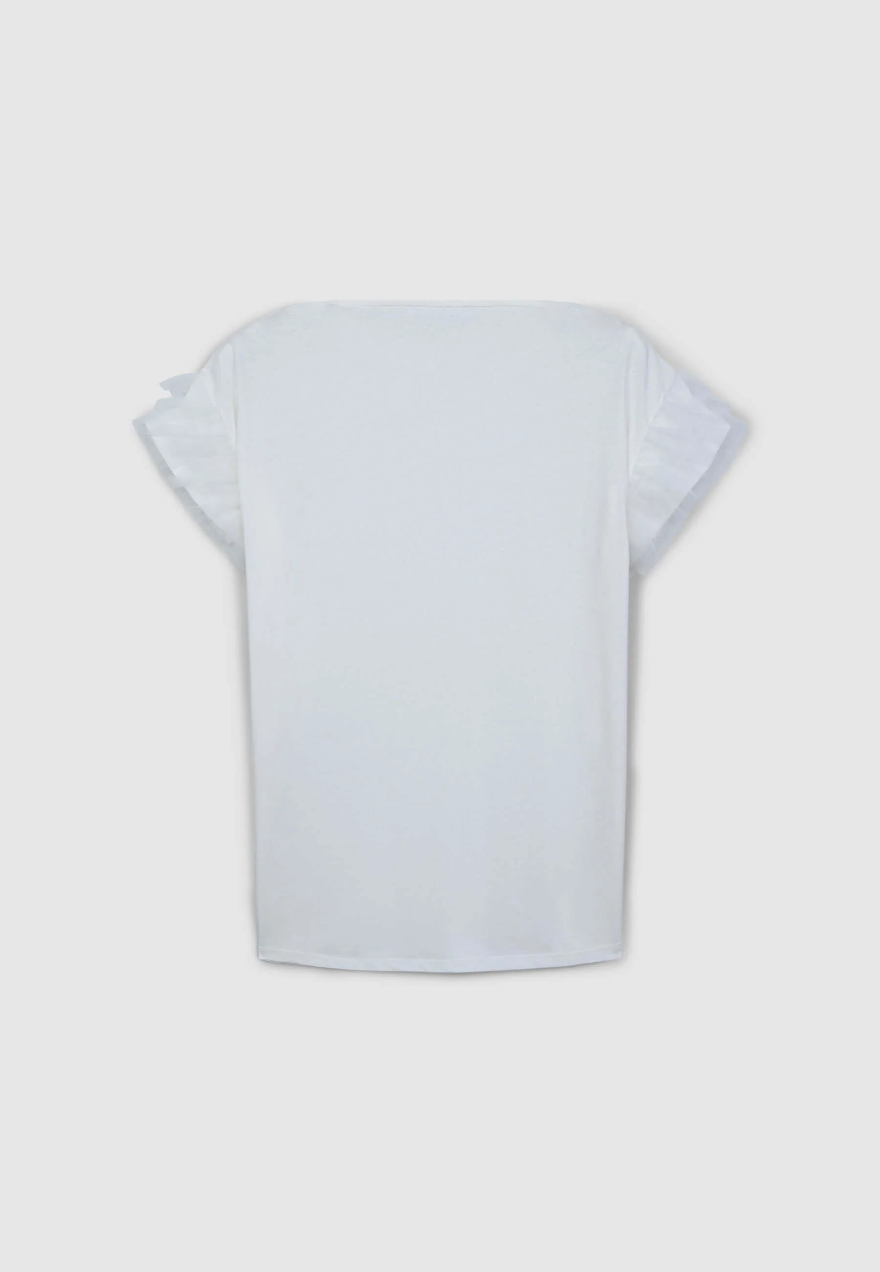 T-shirt con maniche a balze in tulle - Image 4