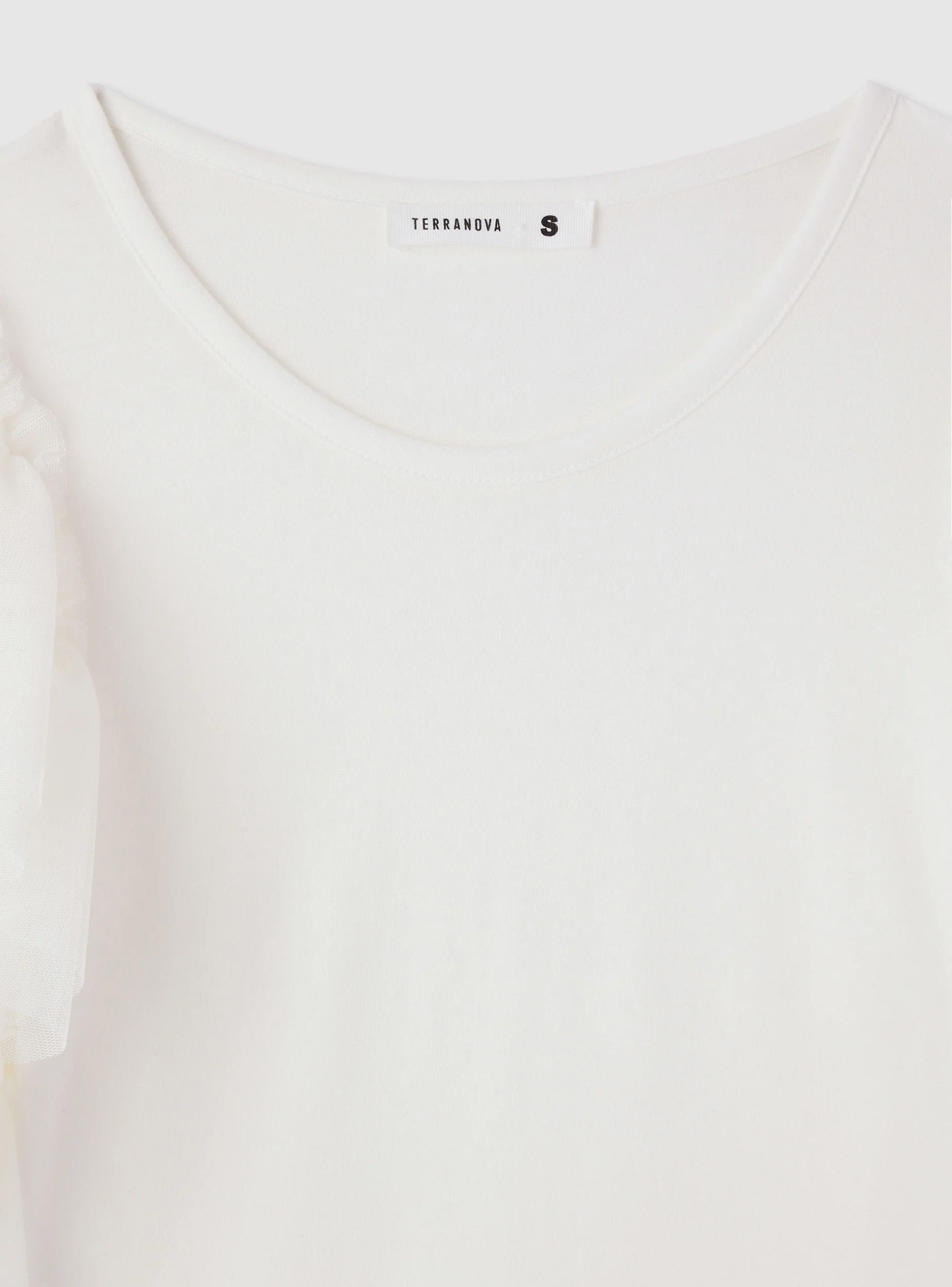 T-shirt con maniche a balze in tulle - Image 7
