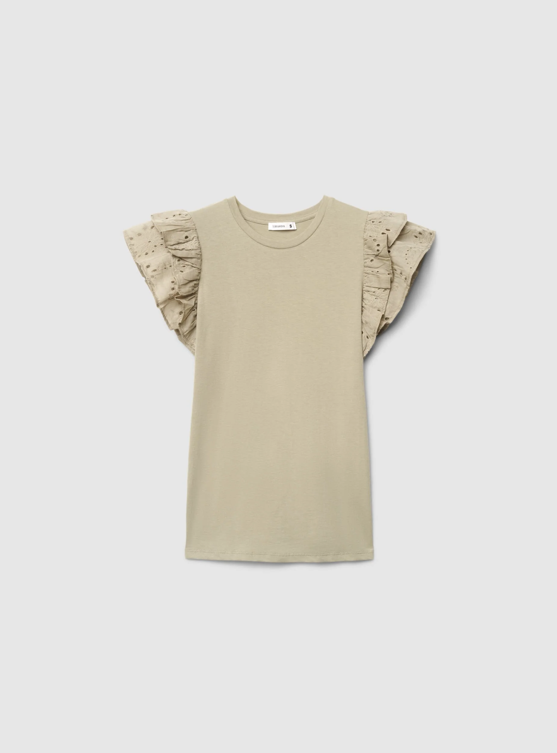 T-shirt con maniche a balze sangallo - Image 7