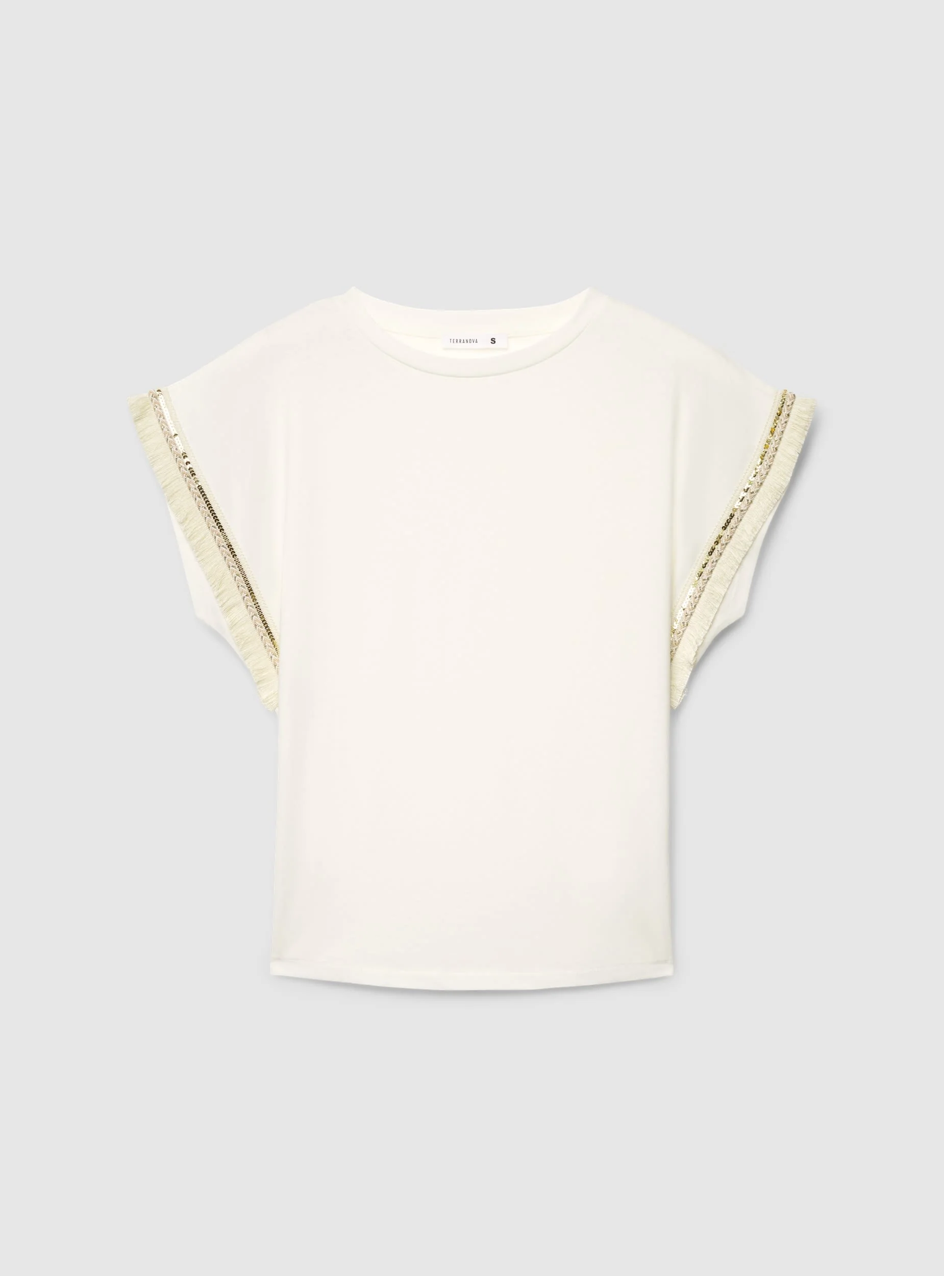 T-shirt con maniche a kimono e dettagli ricamati - Image 7