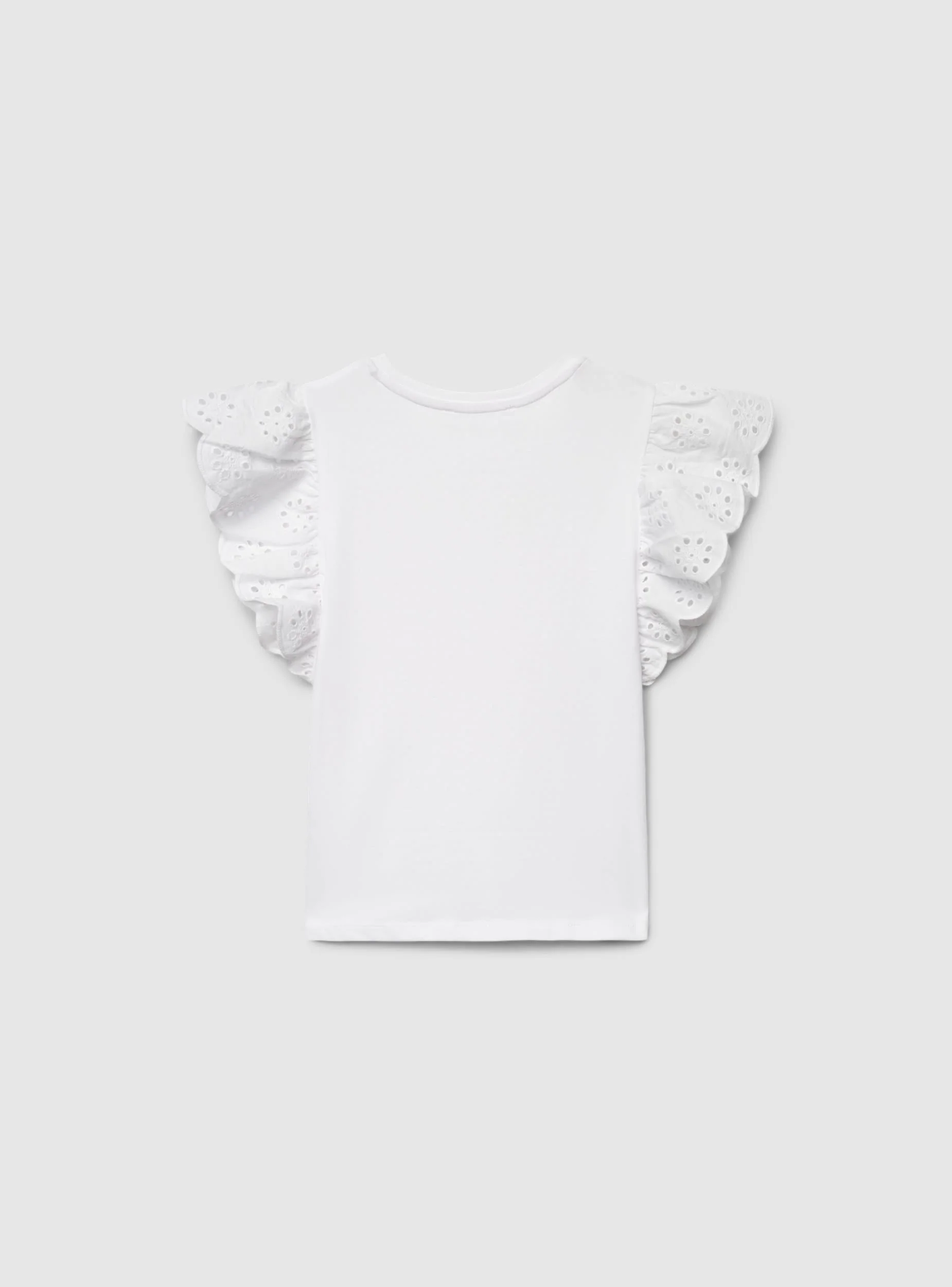 T-shirt con maniche a volant sangallo - Image 6