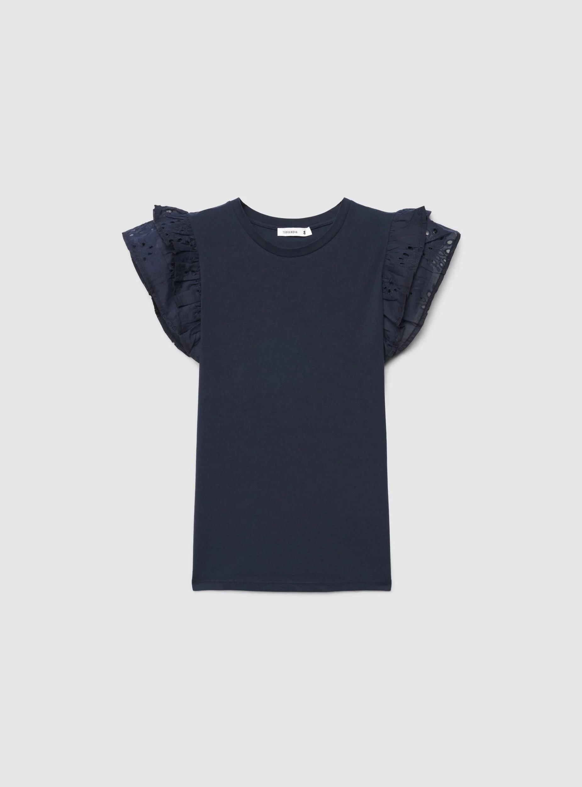 T-shirt con maniche a volant sangallo - Image 7