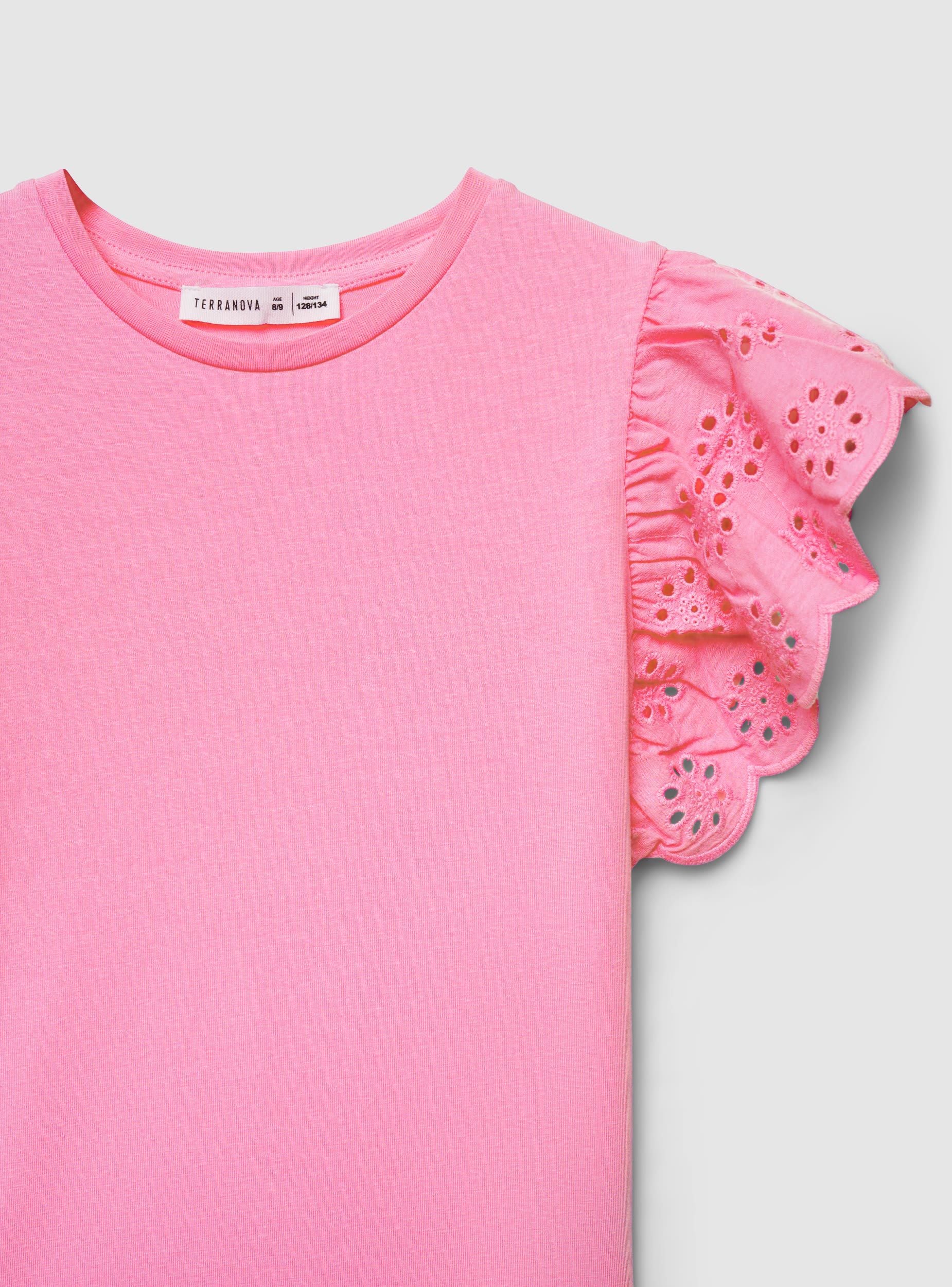 T-shirt con maniche a volant sangallo - Image 5