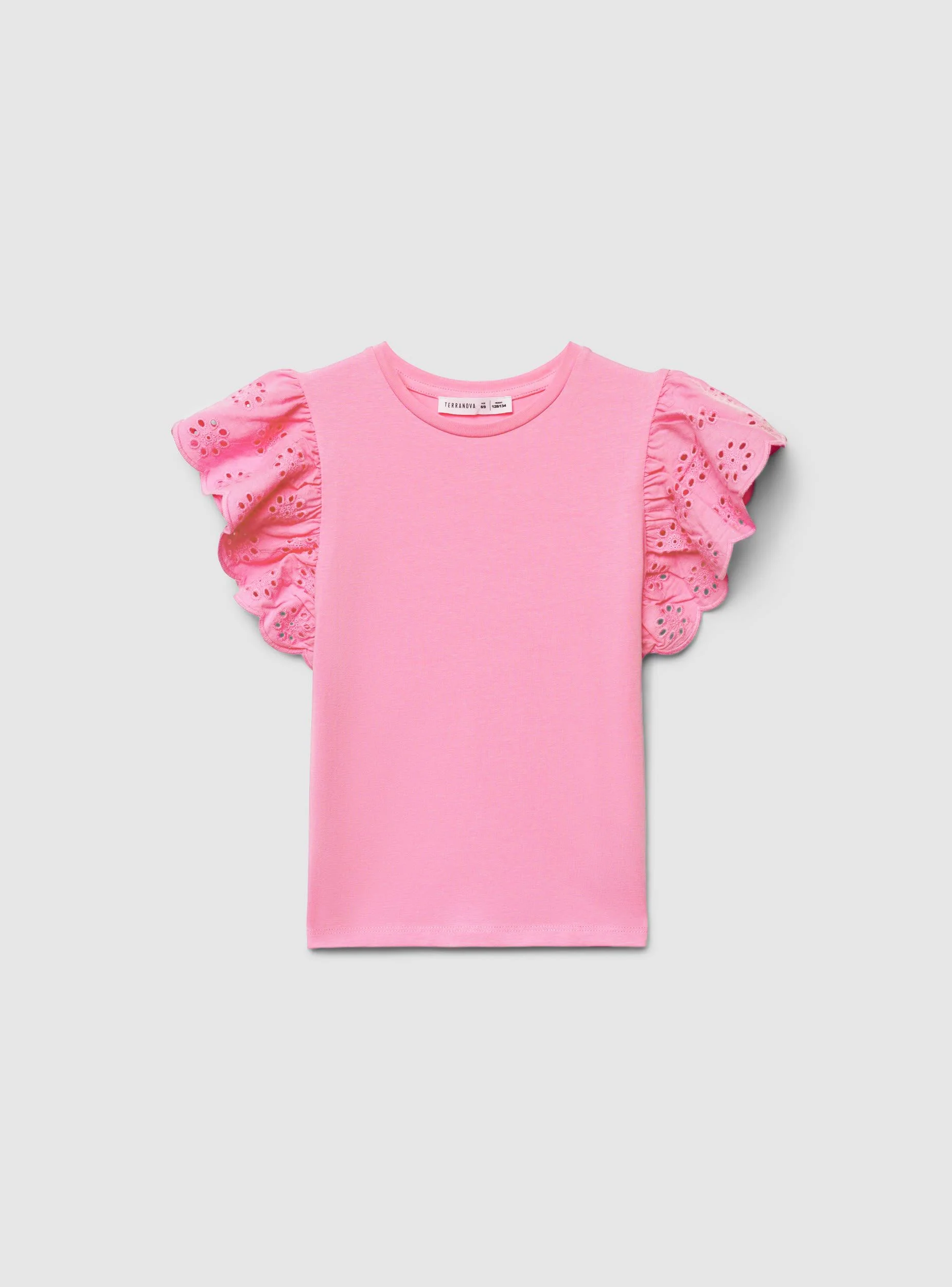 T-shirt con maniche a volant sangallo - Image 6