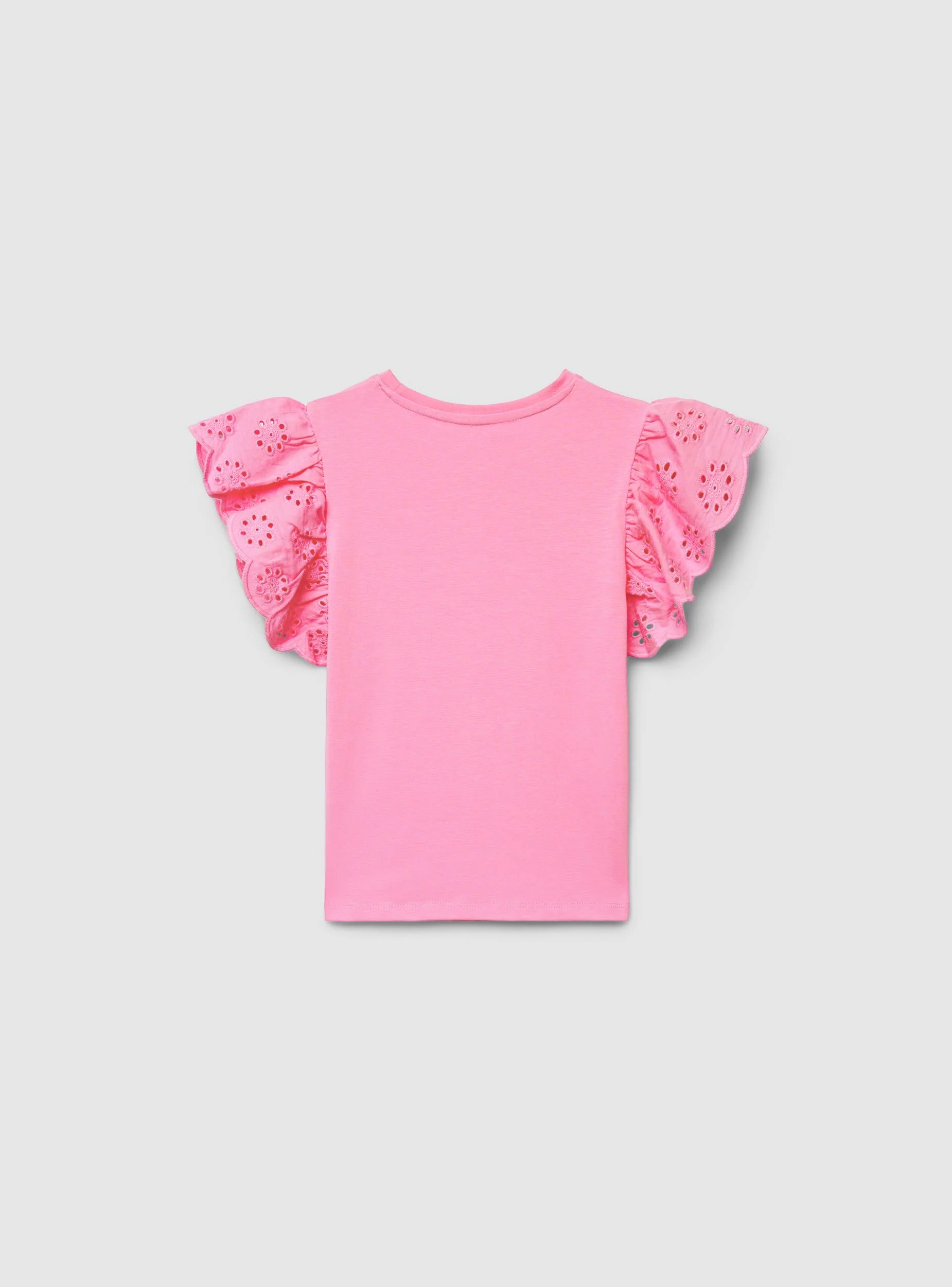 T-shirt con maniche a volant sangallo - Image 7