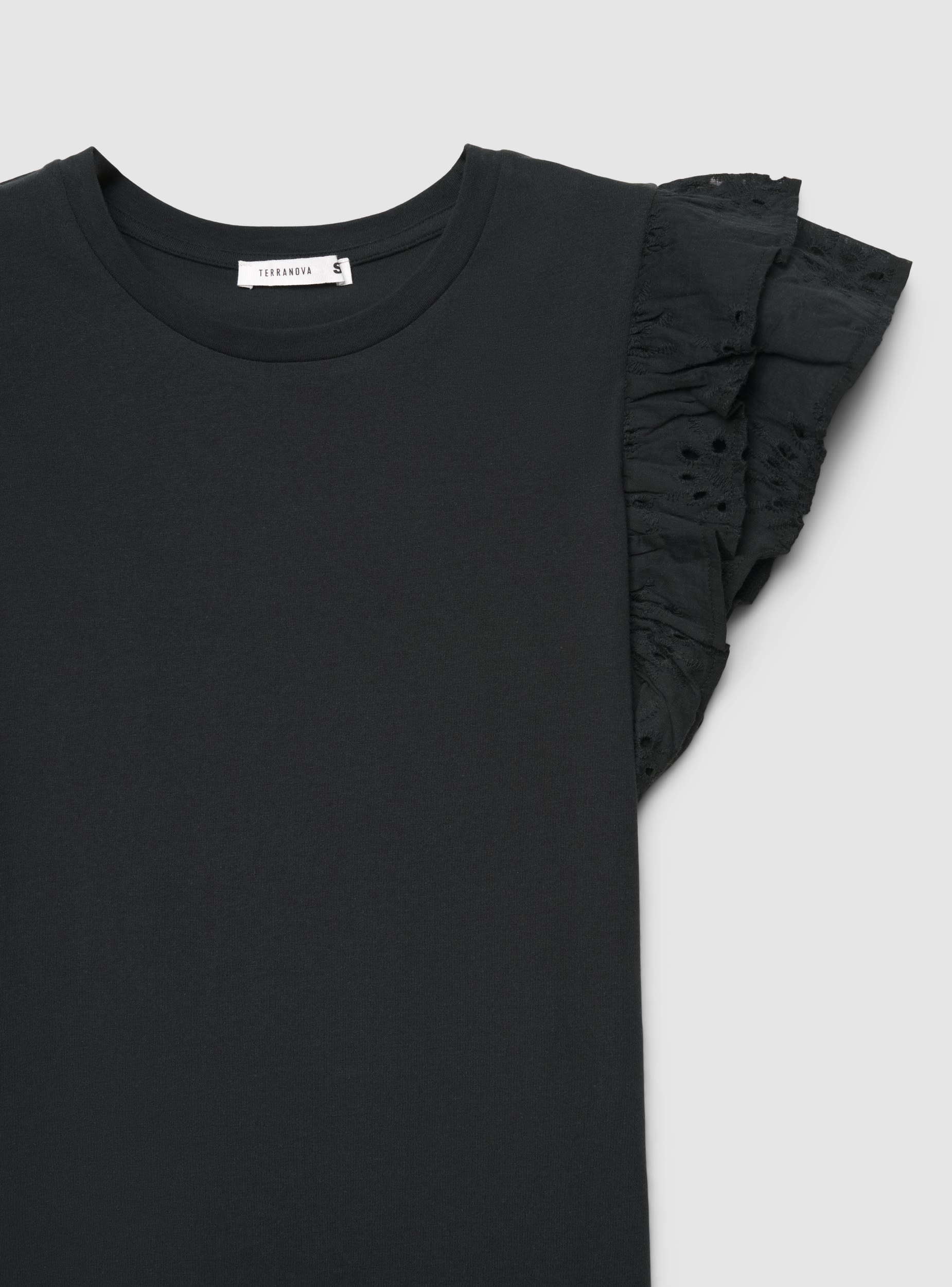 T-shirt con maniche a volant sangallo - Image 7