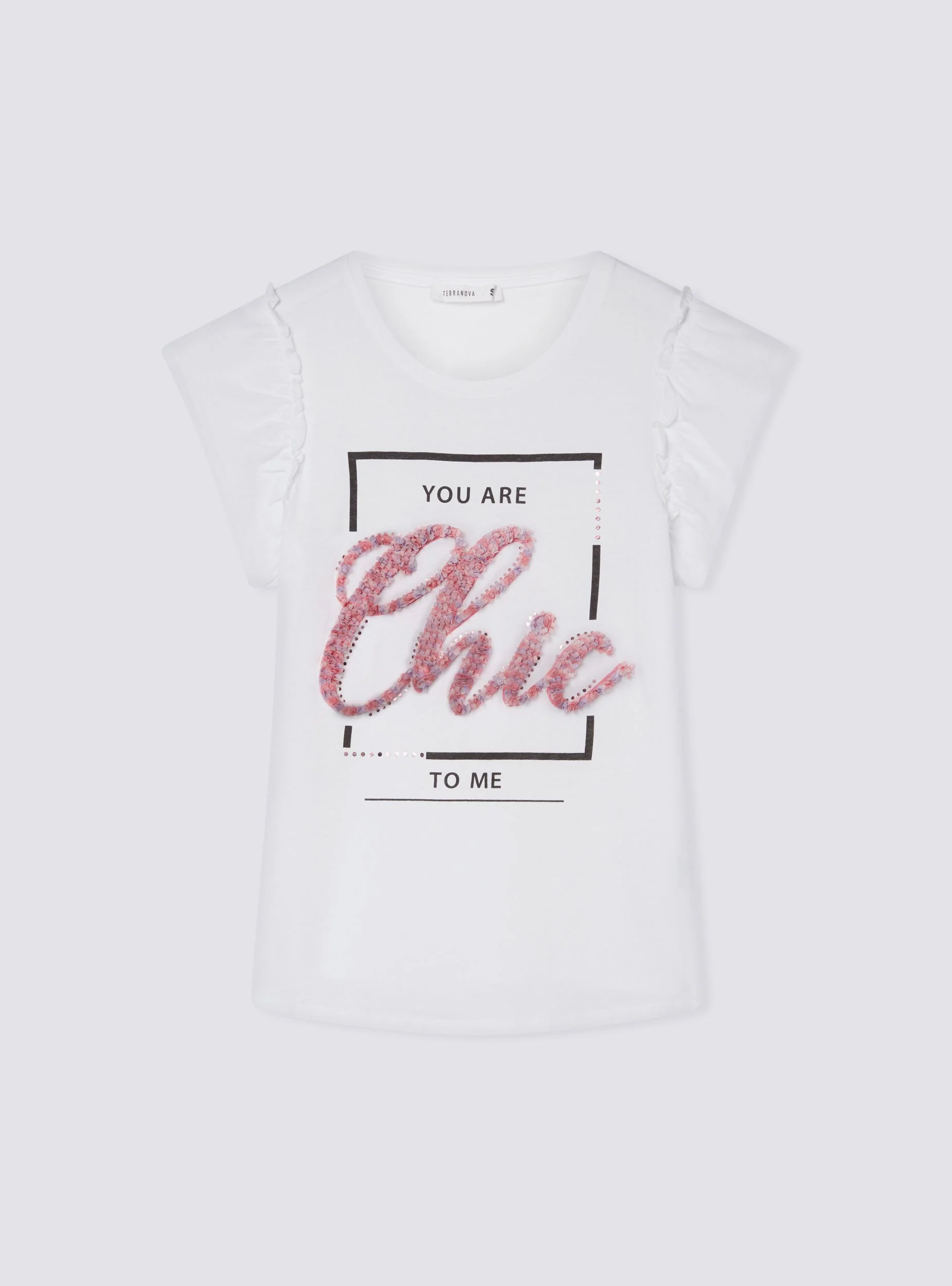 T-shirt con maniche farfalla e applicazioni - Image 7