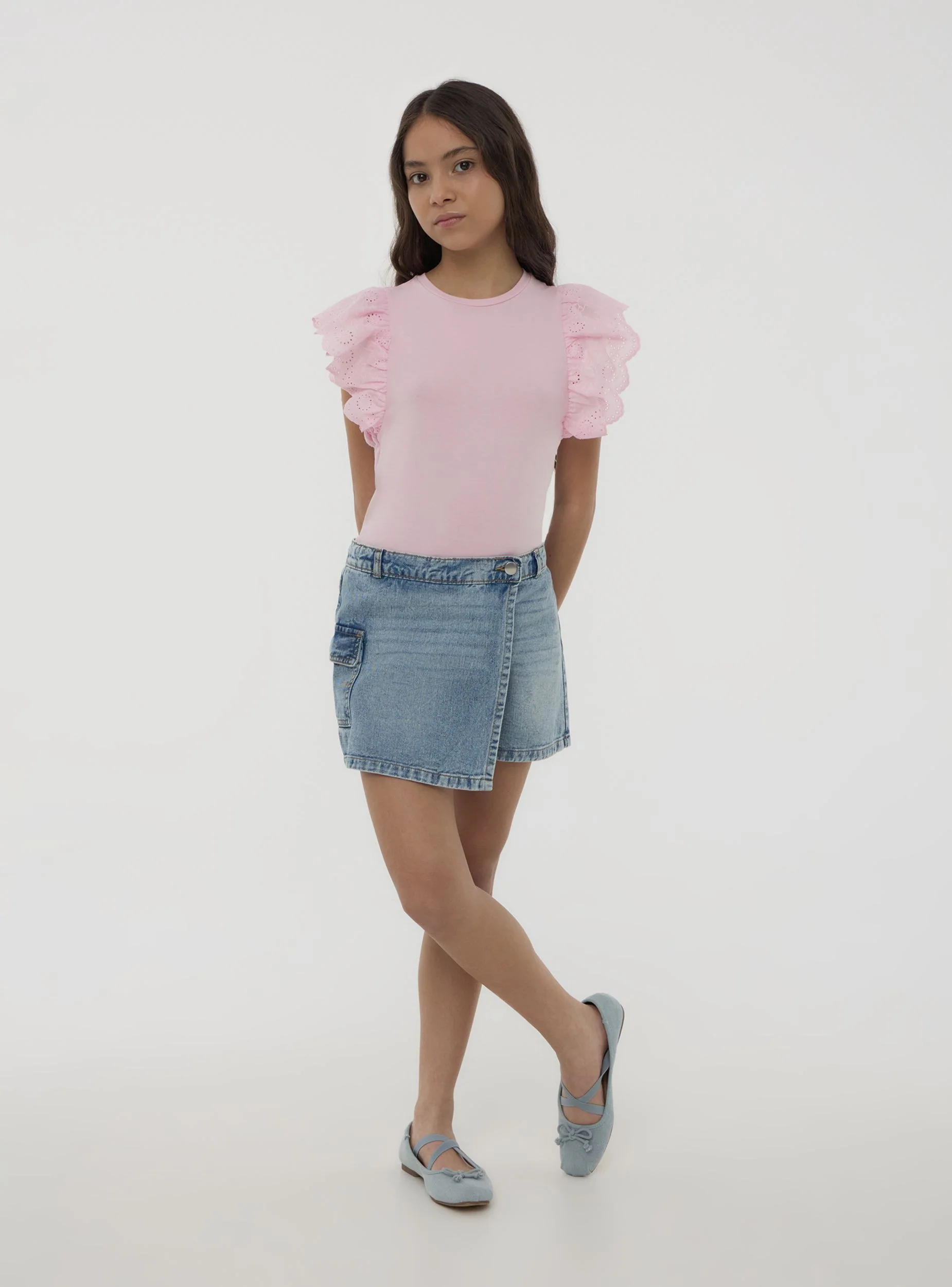 T-shirt con maniche in sangallo - Image 2
