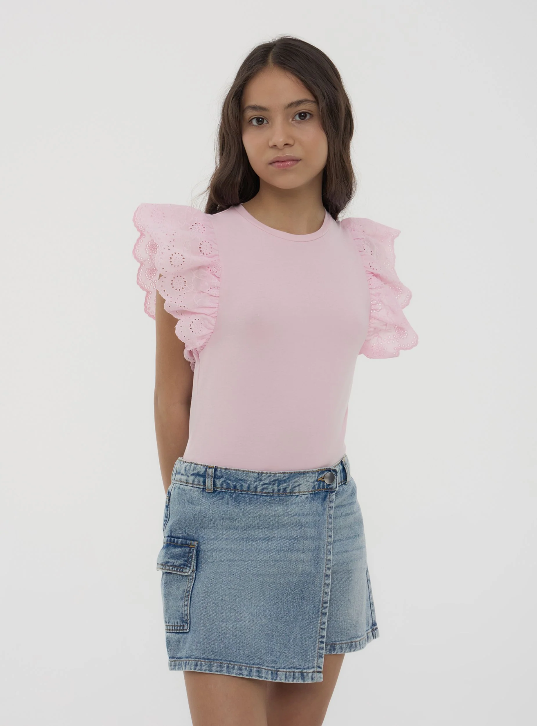T-shirt con maniche in sangallo - Image 3