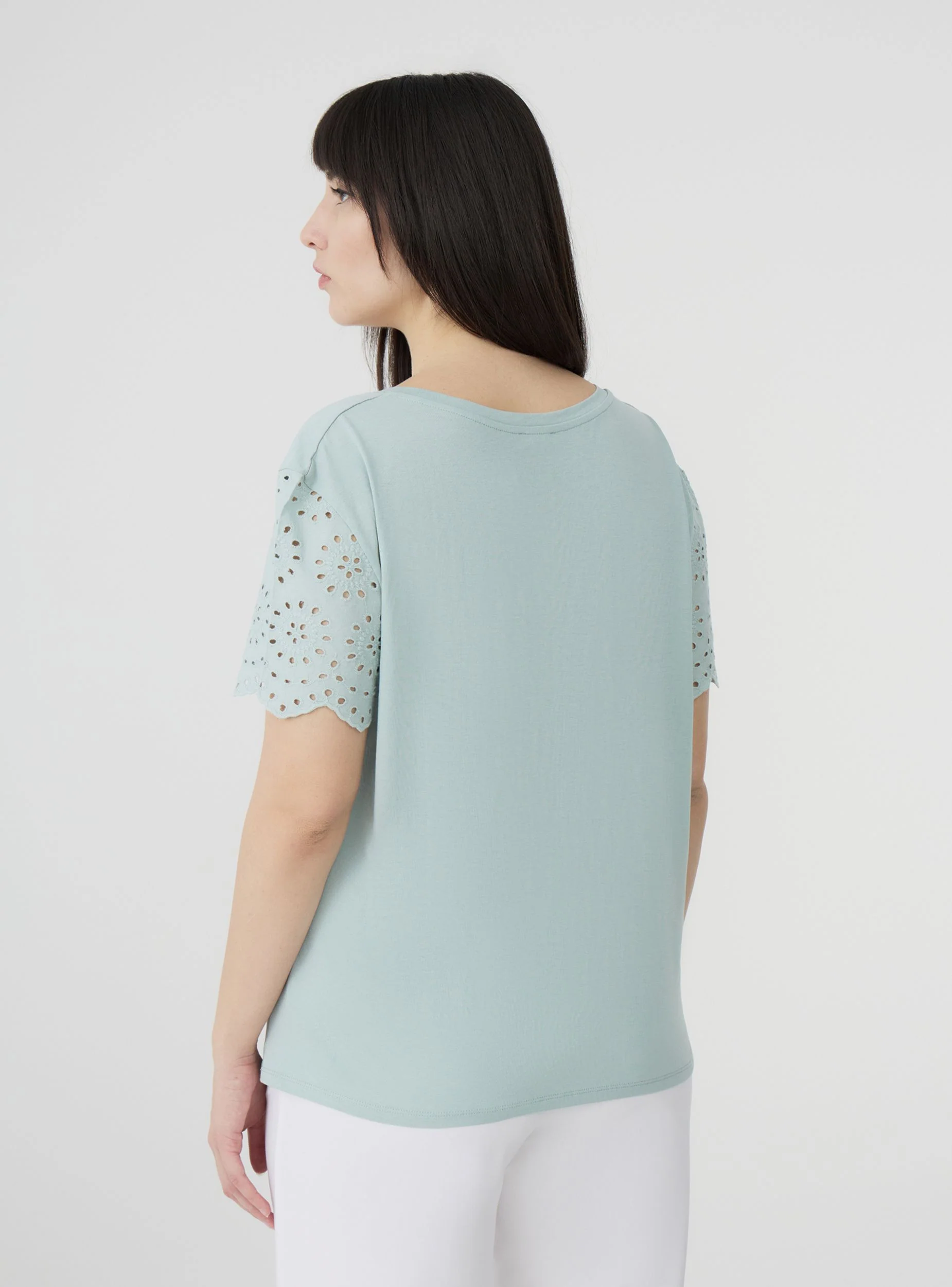 T-shirt con maniche in sangallo - Image 2