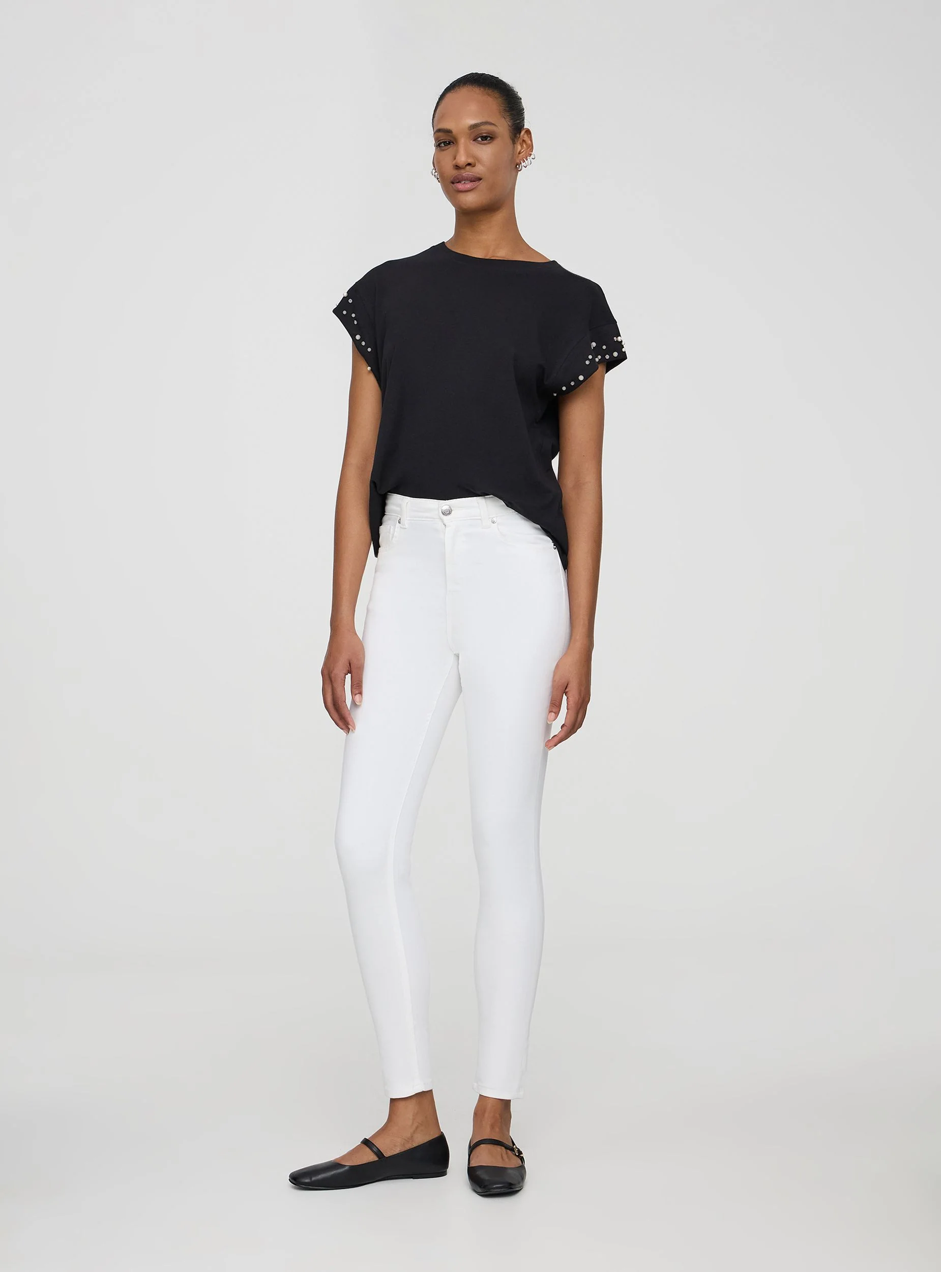 T-shirt con perle e strass - Image 2