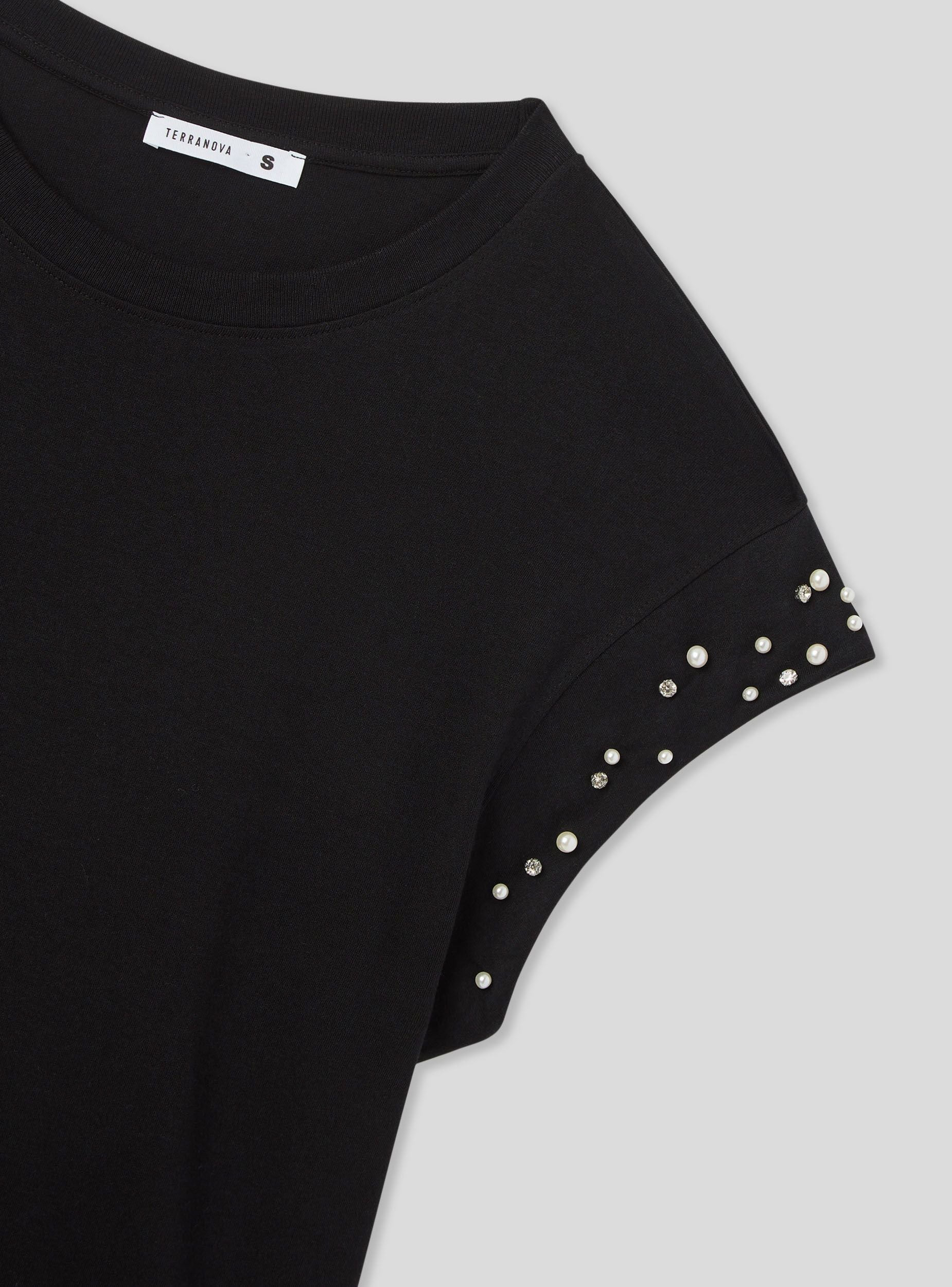T-shirt con perle e strass - Image 6