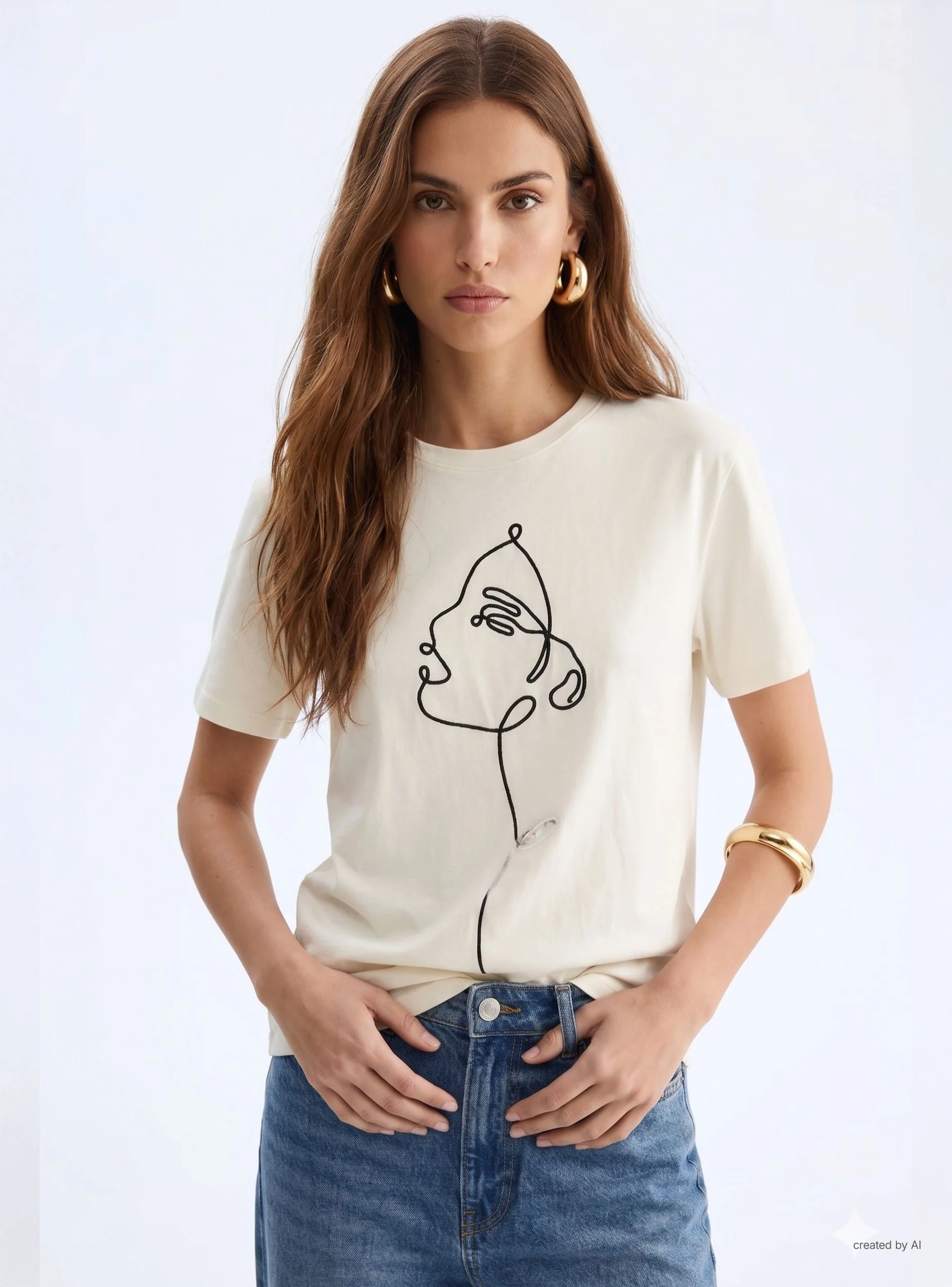 T-shirt con ricamo volto