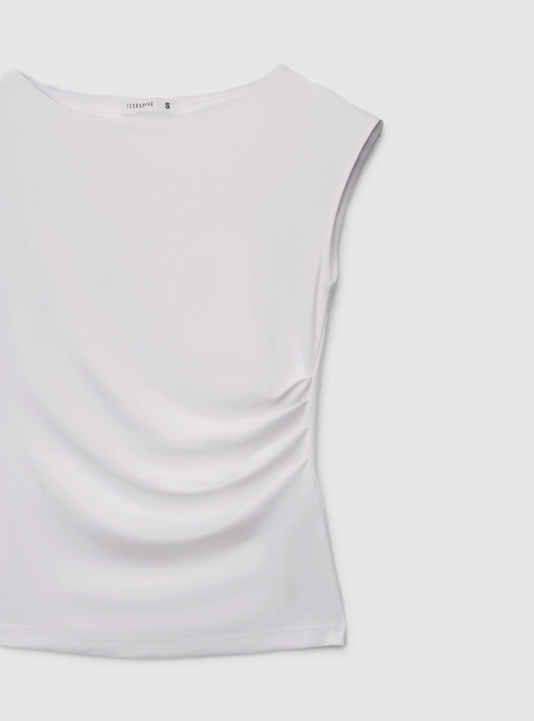 T-shirt con scollo a barchetta e arriccio laterale - Image 7