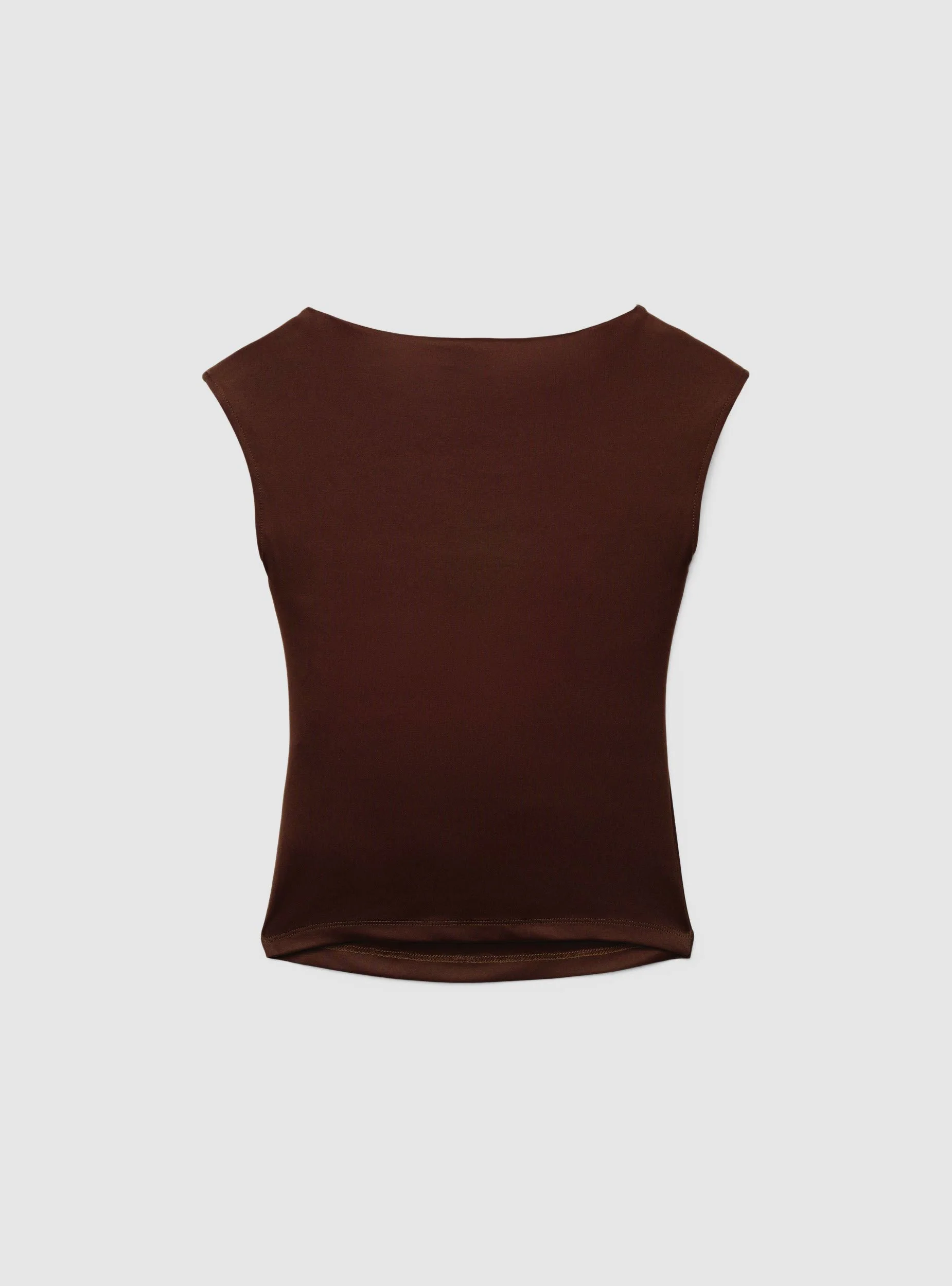 T-shirt con scollo a barchetta e arriccio laterale - Image 5