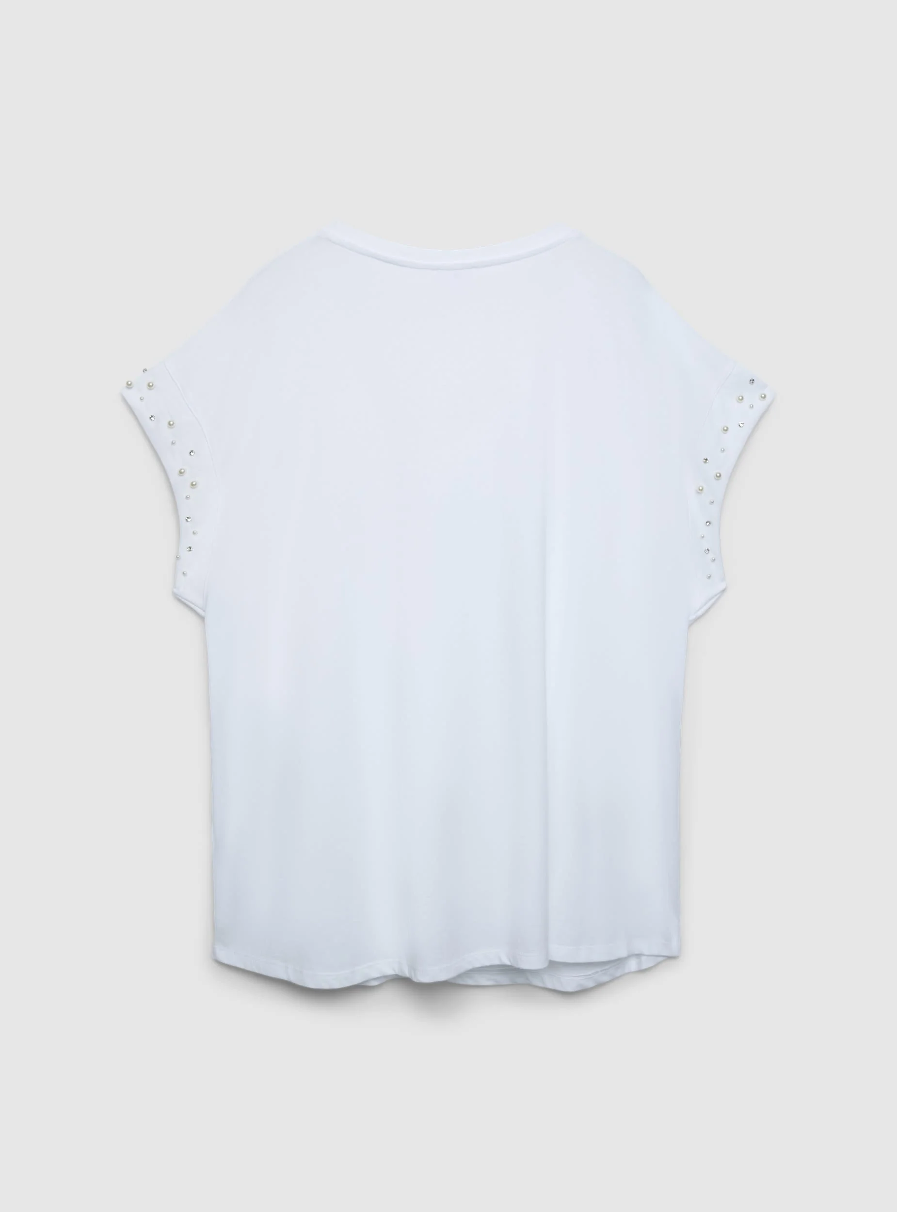 T-shirt con scollo a V e perle - Image 6