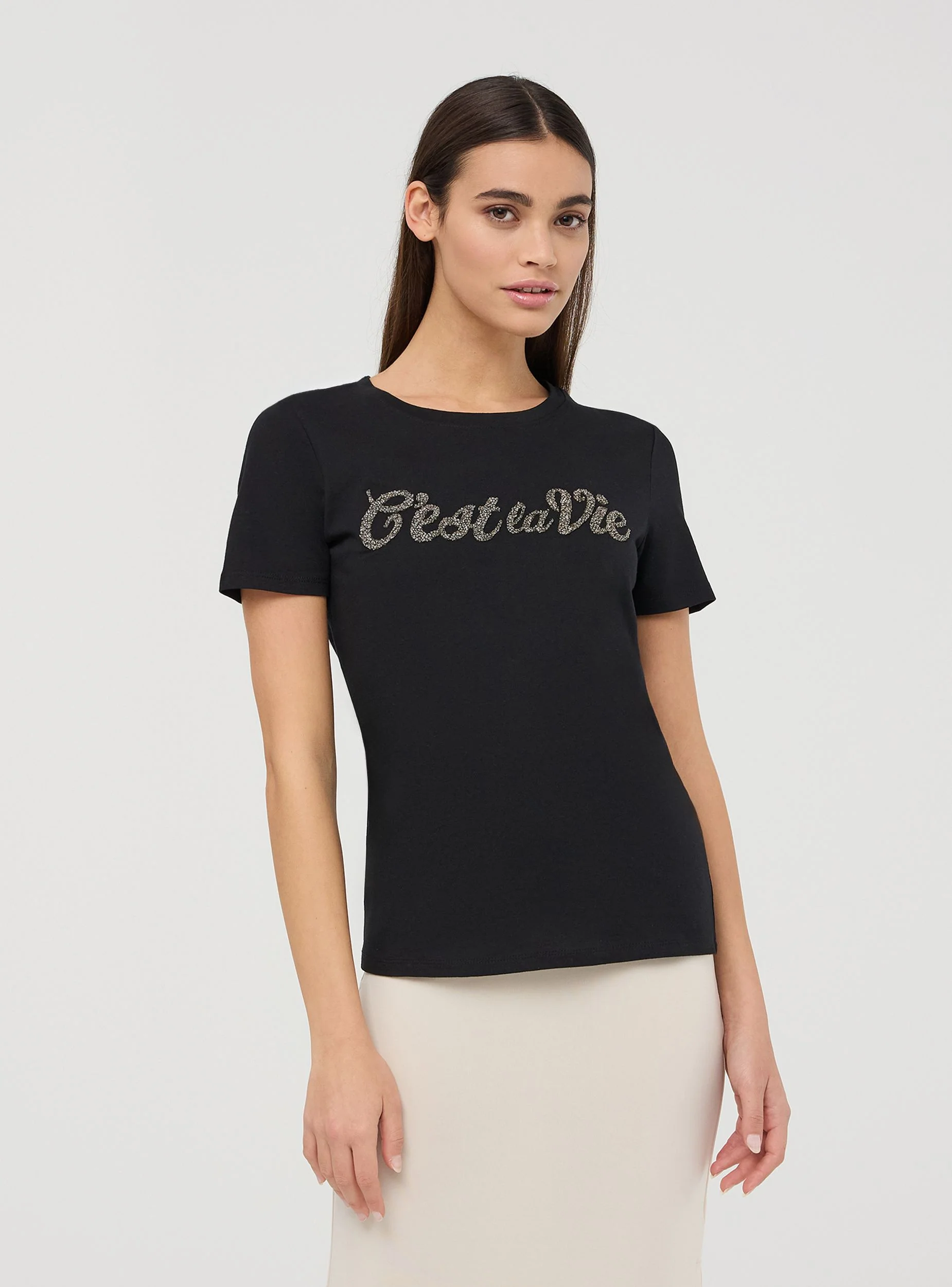 T-shirt con scritta e applicazioni - Image 3