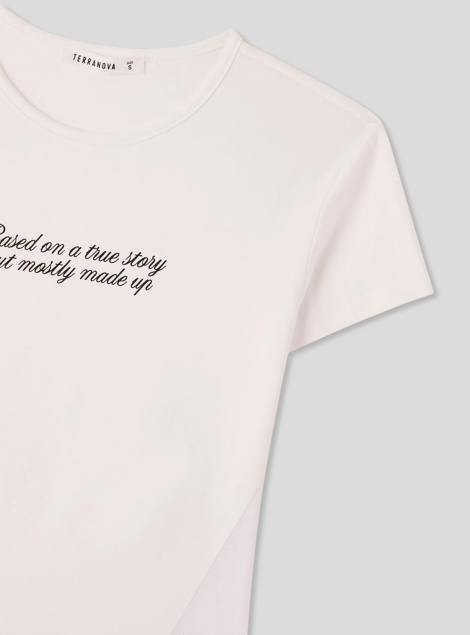 T-shirt con scritta e inserti in tulle - Image 5