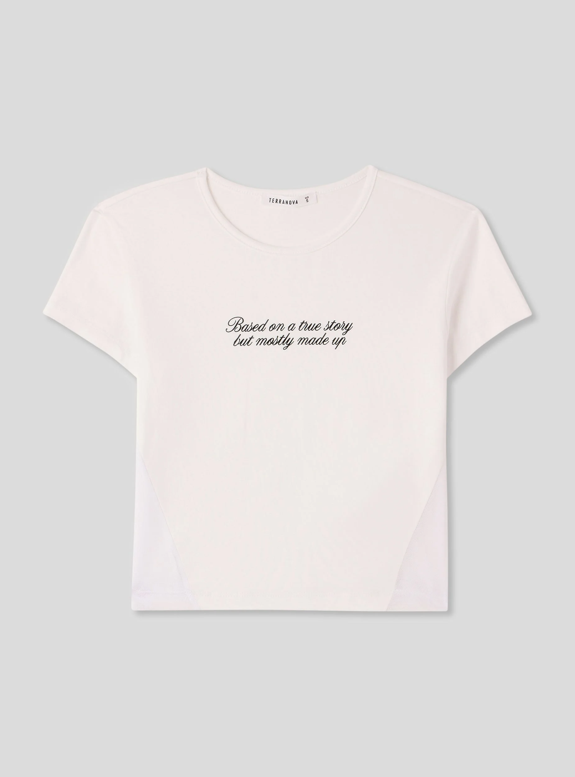 T-shirt con scritta e inserti in tulle - Image 7