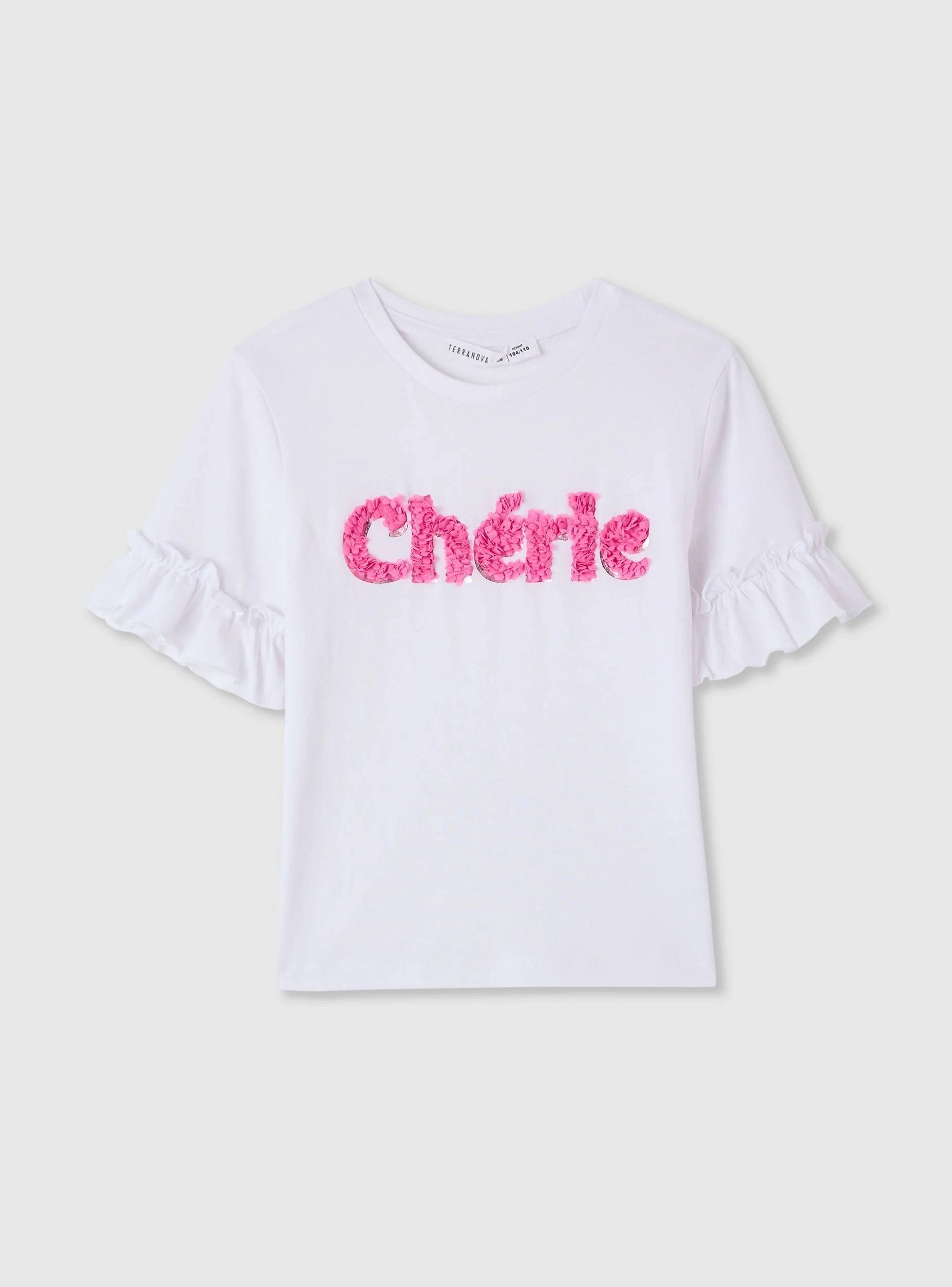 T-shirt con scritta e maniche a balze - Image 4