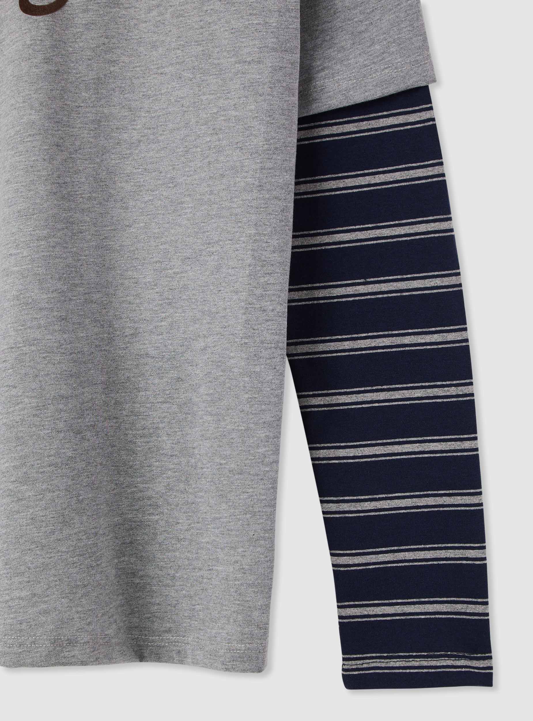 T-shirt con scritta e maniche a righe - Image 6