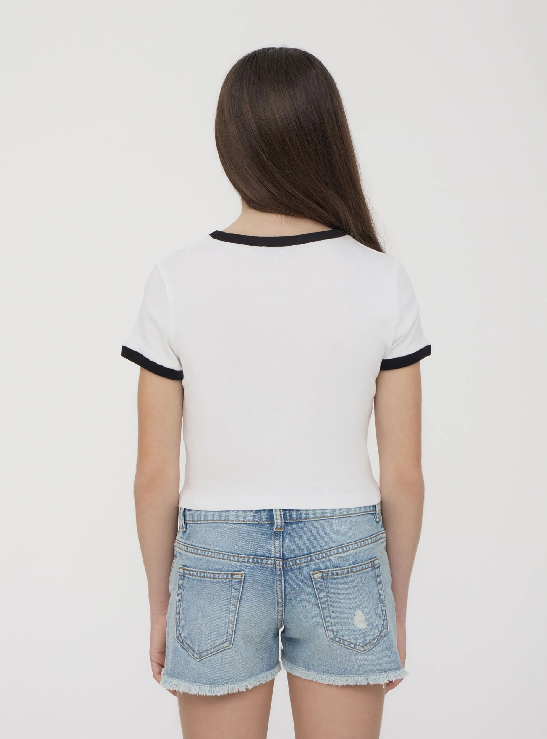 T-shirt con scritta e profili a contrasto