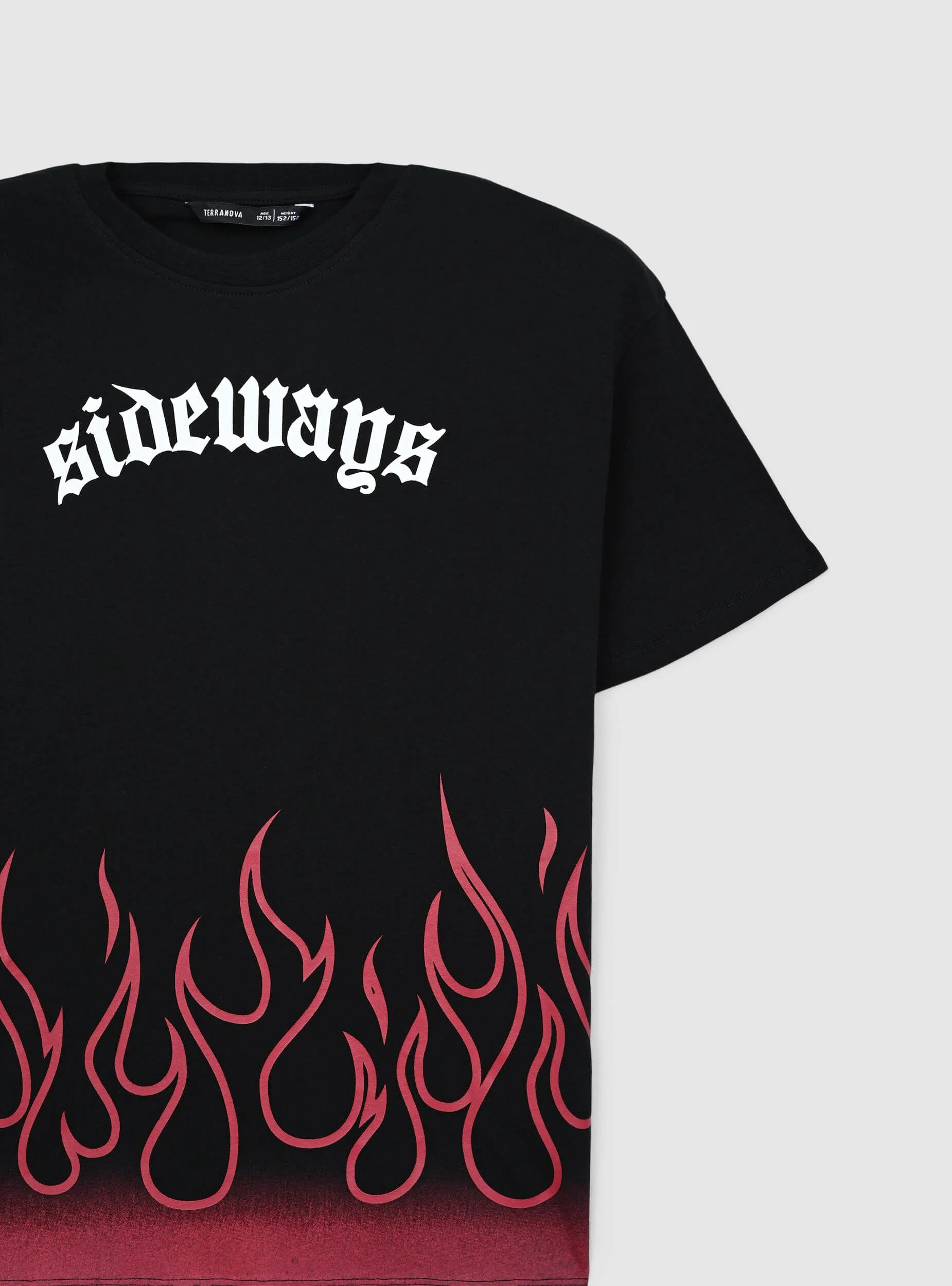 T-shirt con scritta e stampa fiamme - Image 5