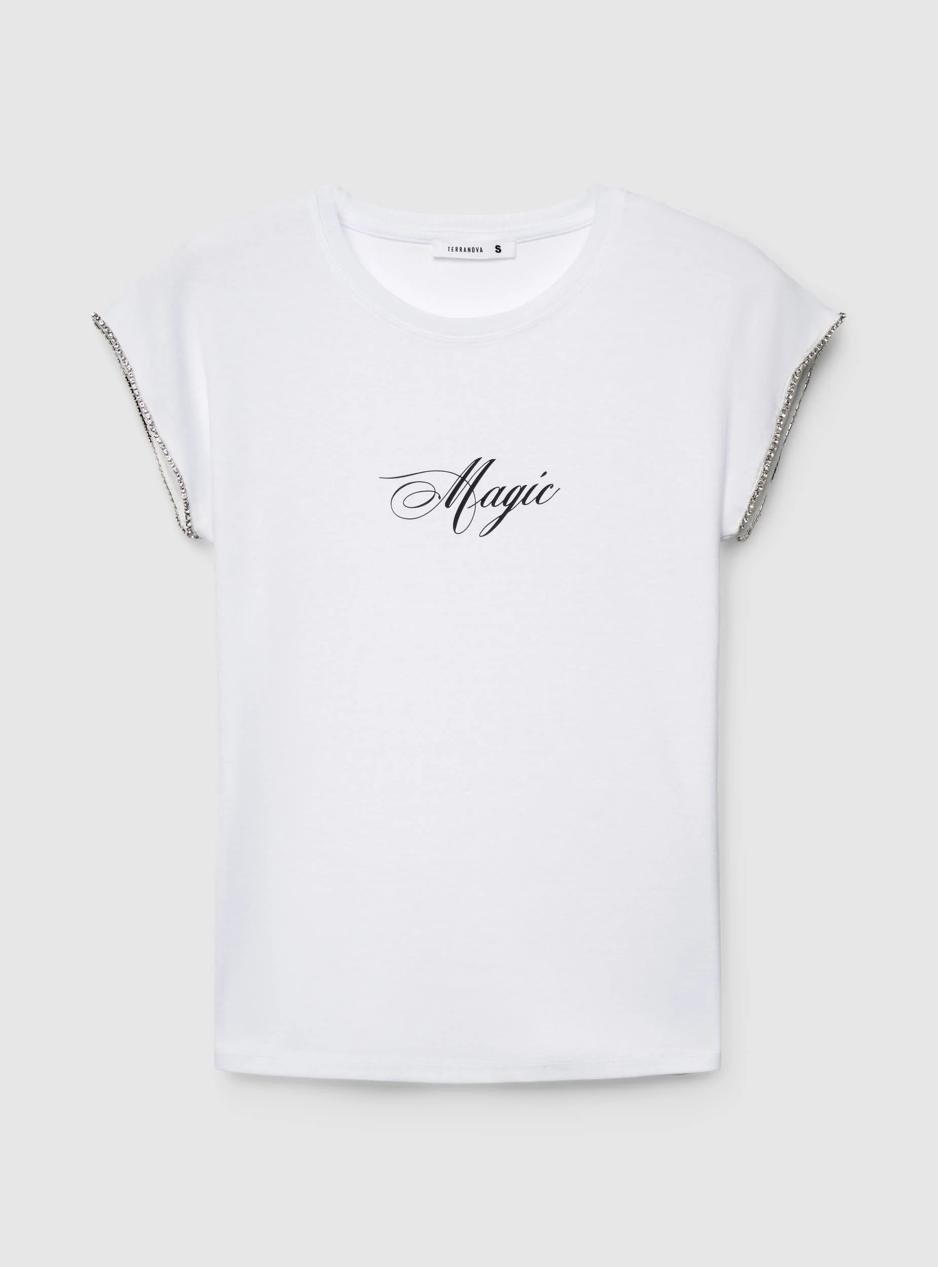 T-shirt con scritta e strass - Image 6