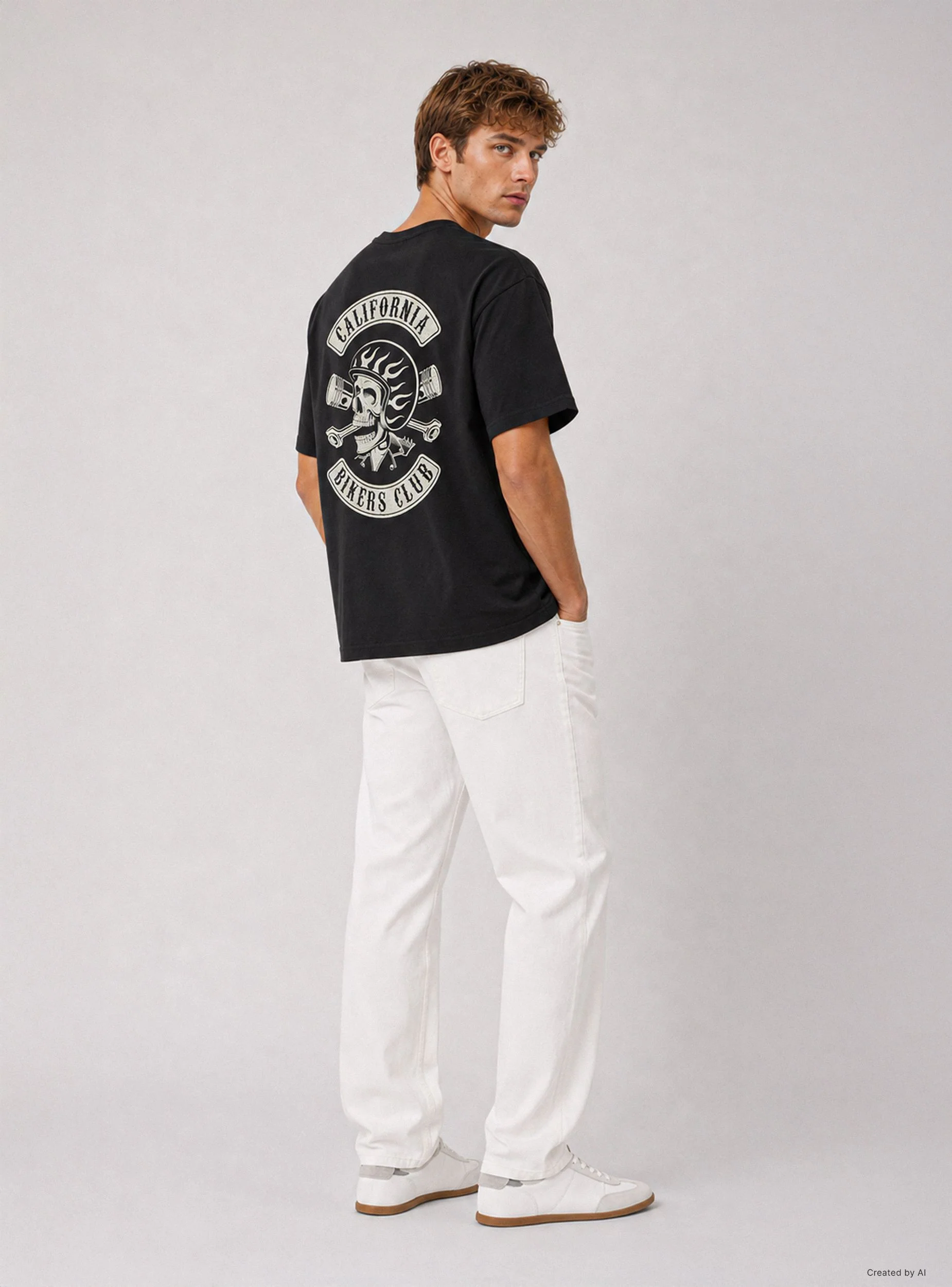 T-shirt con scritte e stampa teschio - Image 8