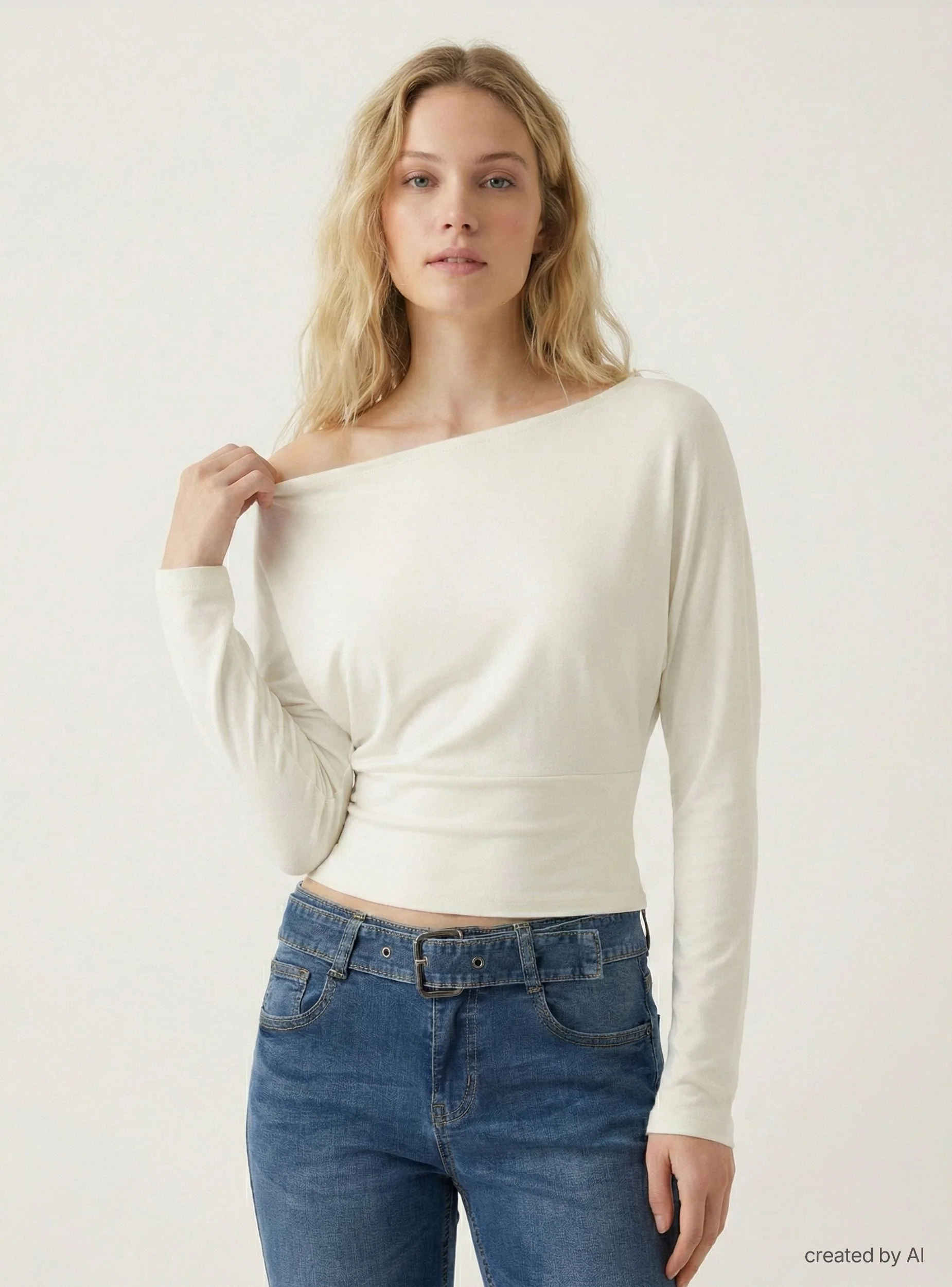 T-shirt con spalle scoperte e vita con elastico - Image 2