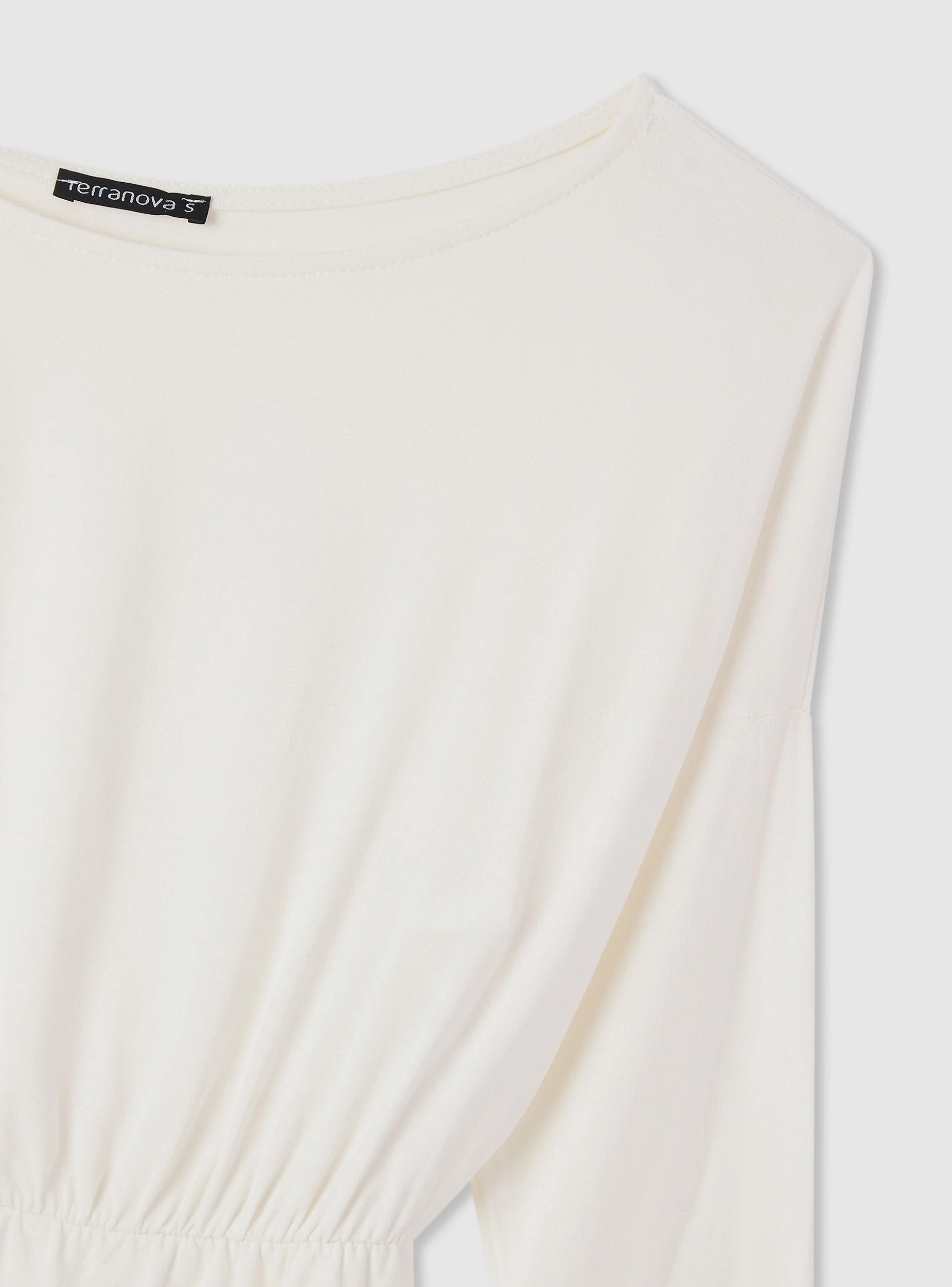 T-shirt con spalle scoperte e vita con elastico - Image 5
