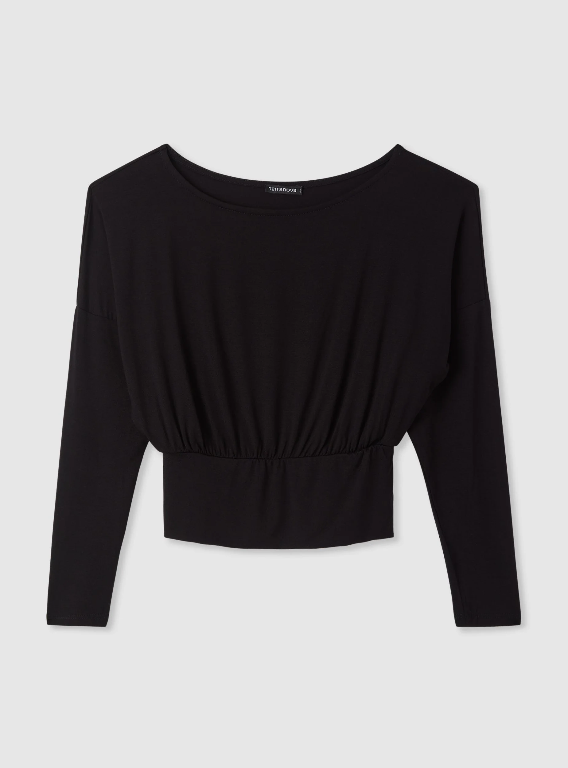 T-shirt con spalle scoperte e vita con elastico - Image 3