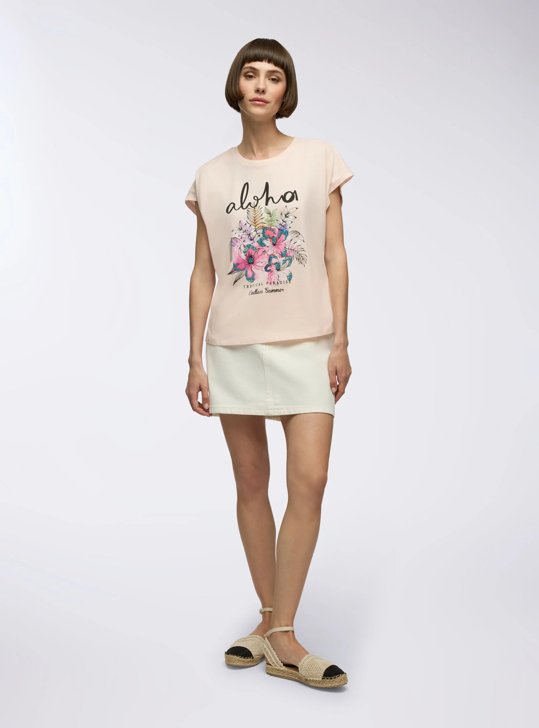 T-shirt con stampa aloha e fiori - Image 4