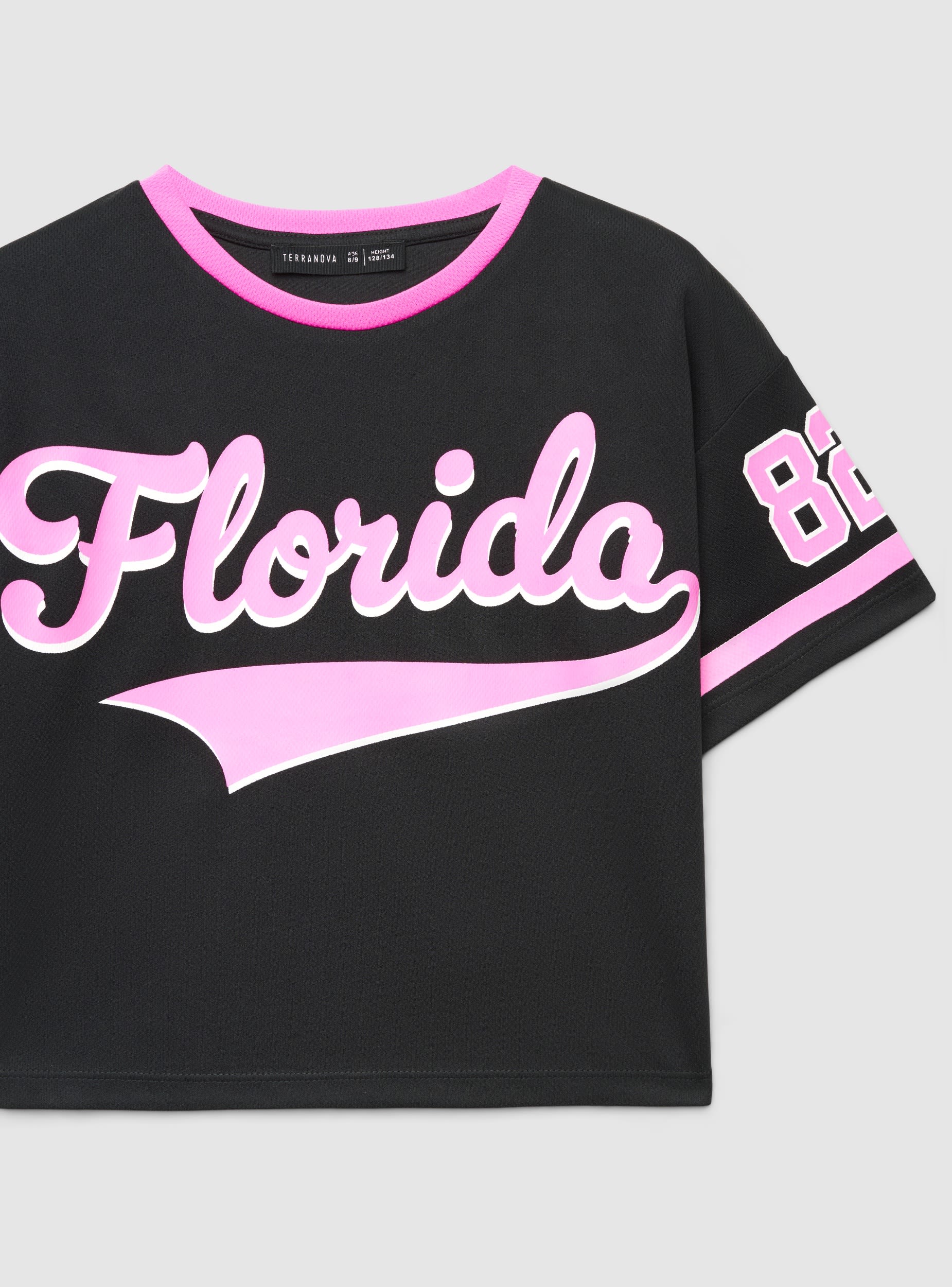 T-shirt con stampa college e profili a contrasto - Image 6