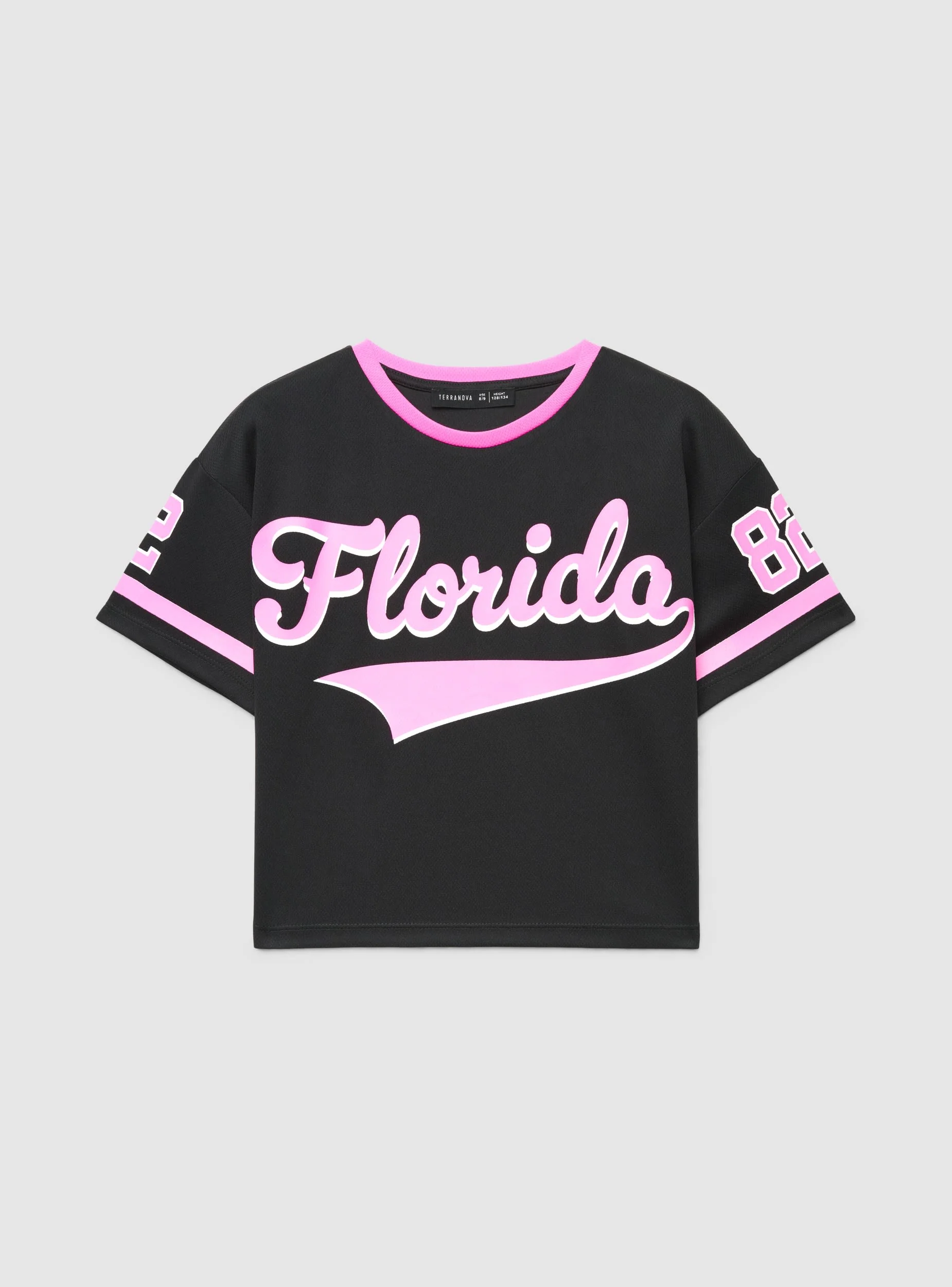 T-shirt con stampa college e profili a contrasto - Image 7