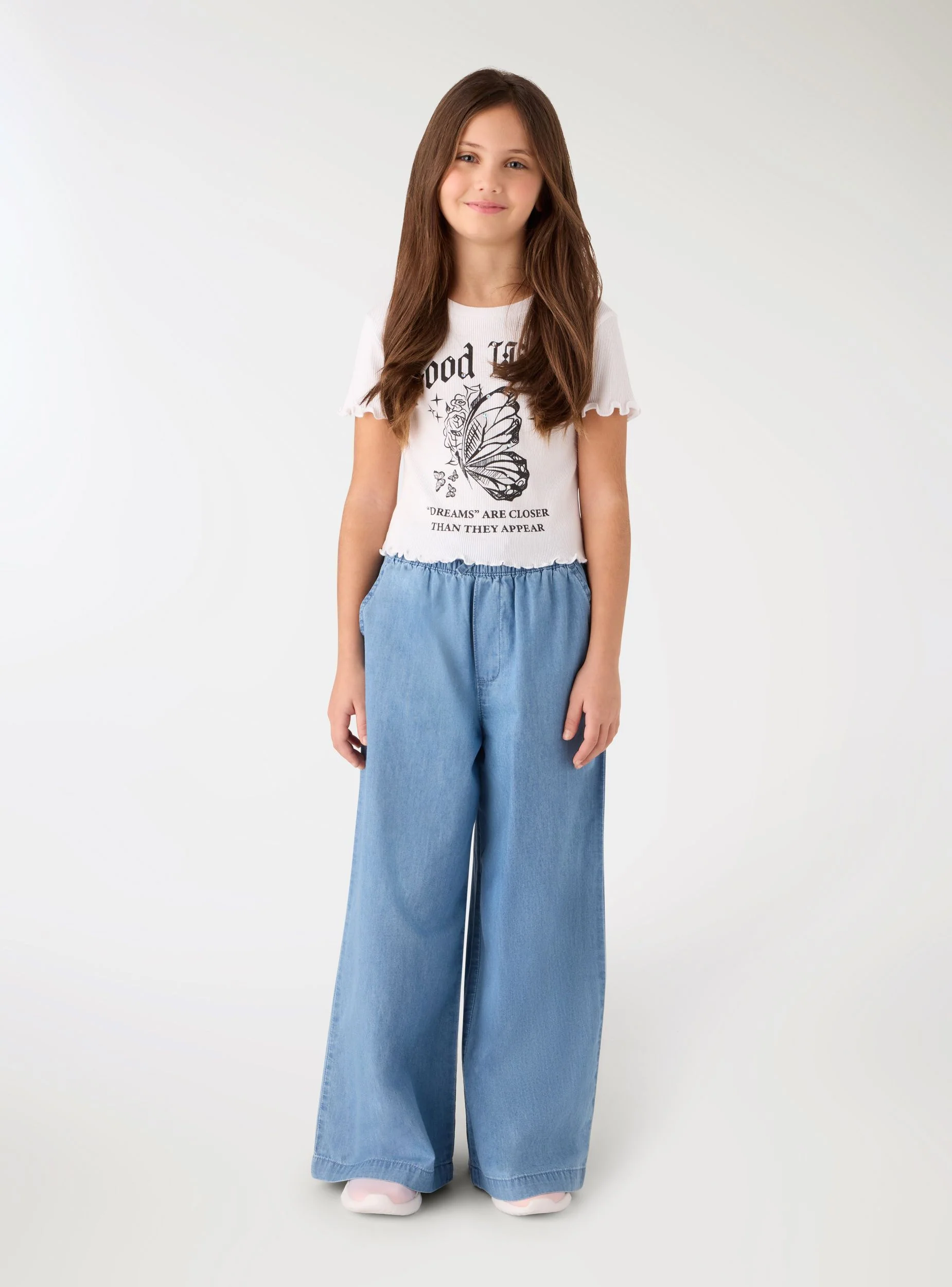 T-shirt con stampa farfalla e scritta - Image 2