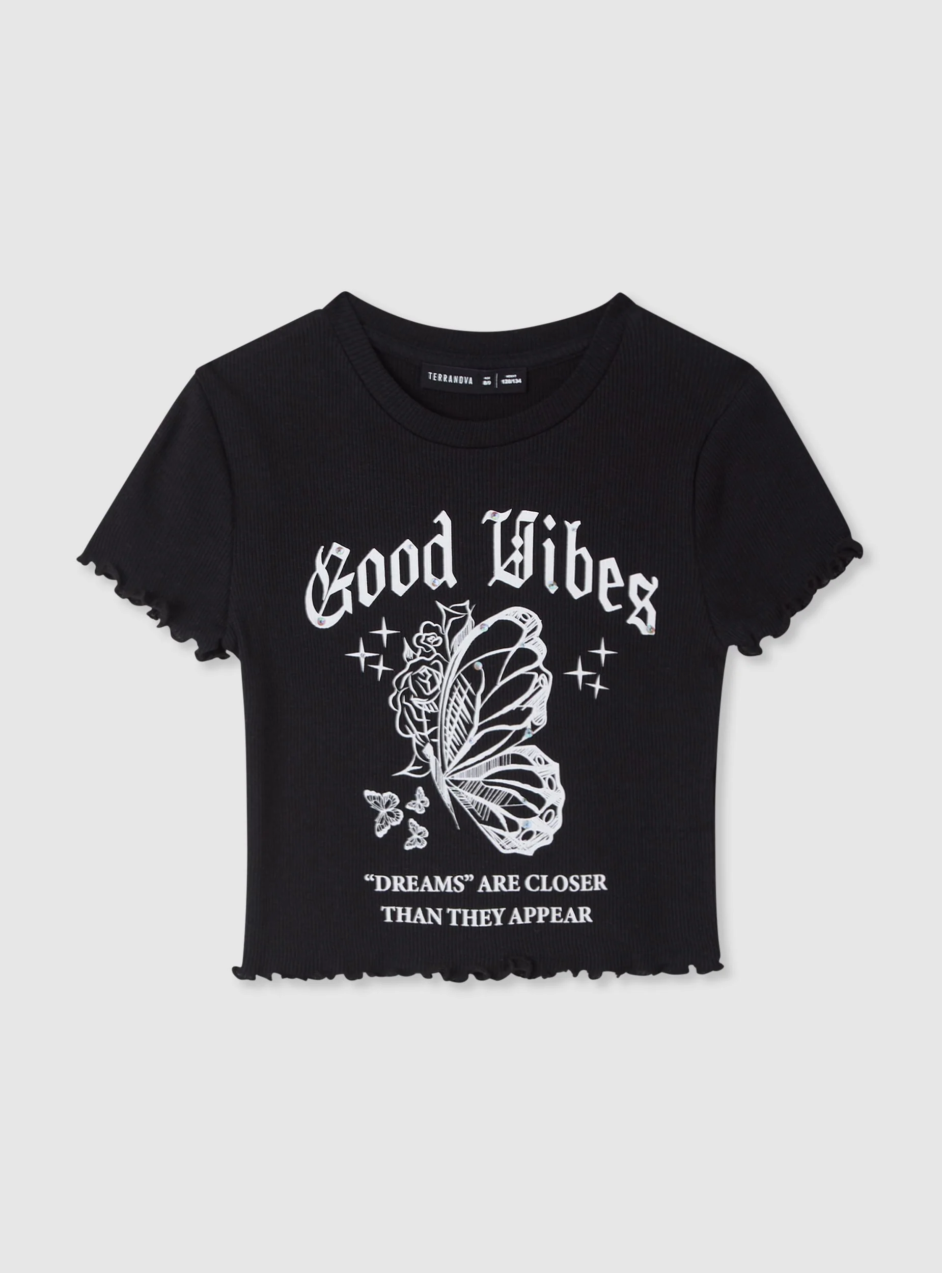 T-shirt con stampa farfalla e scritta - Image 5