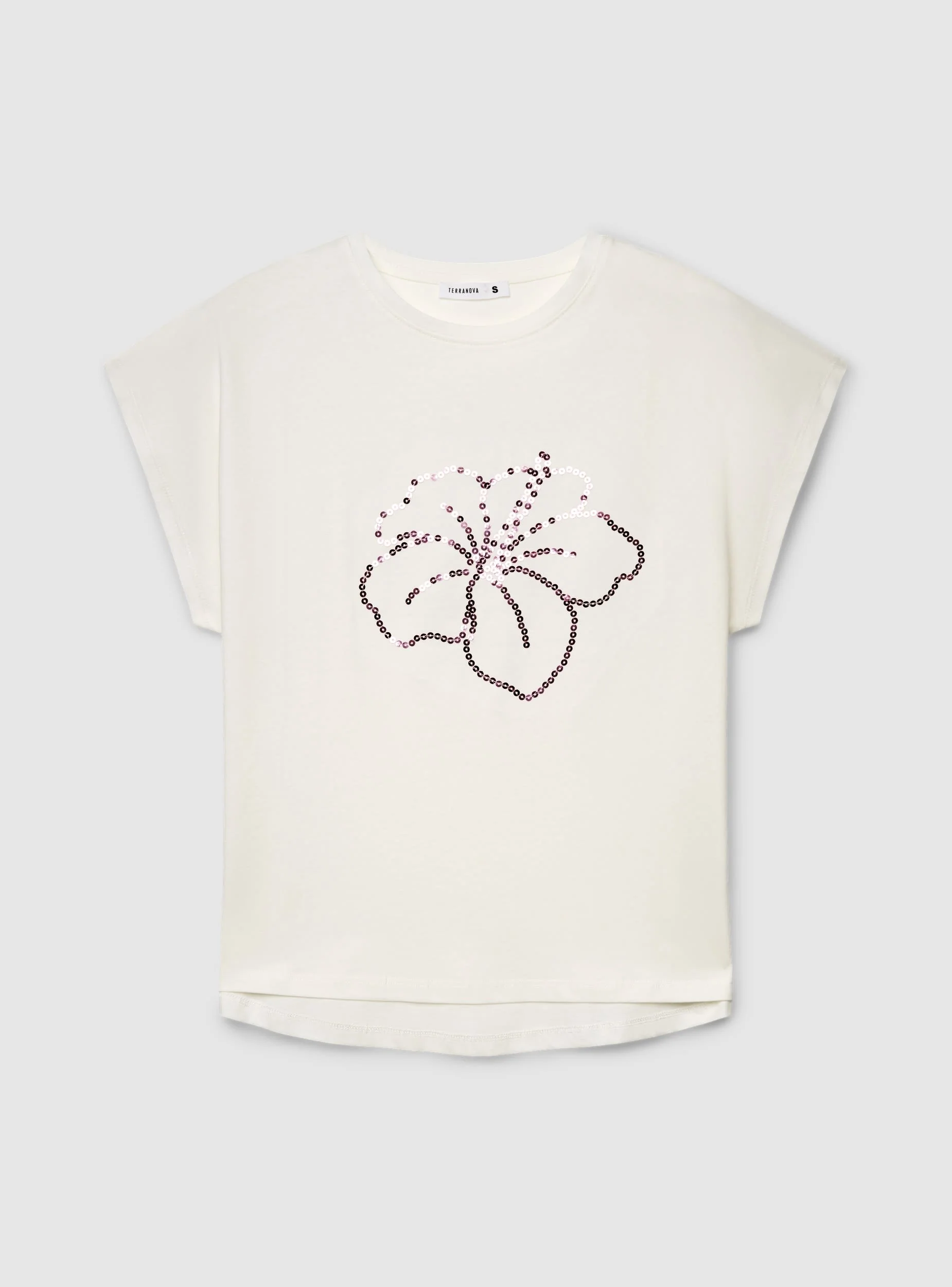 T-shirt con stampa fiori e paillettes - Image 7