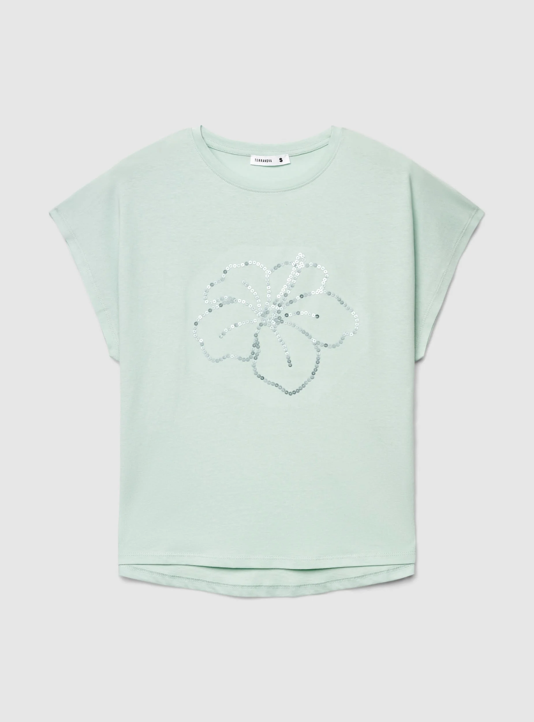 T-shirt con stampa fiori e paillettes - Image 6