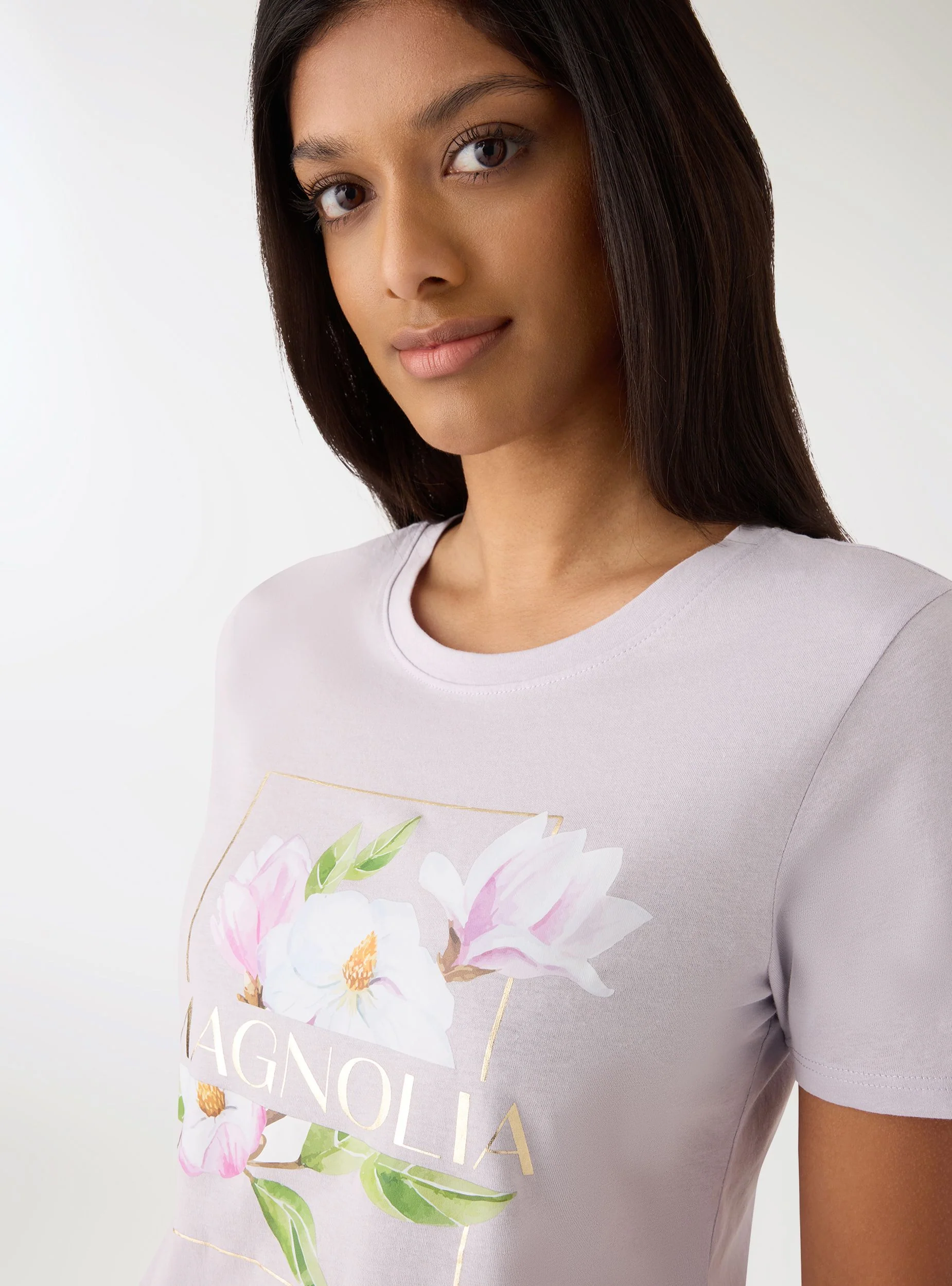 T-shirt con stampa fiori e scritta - Image 4