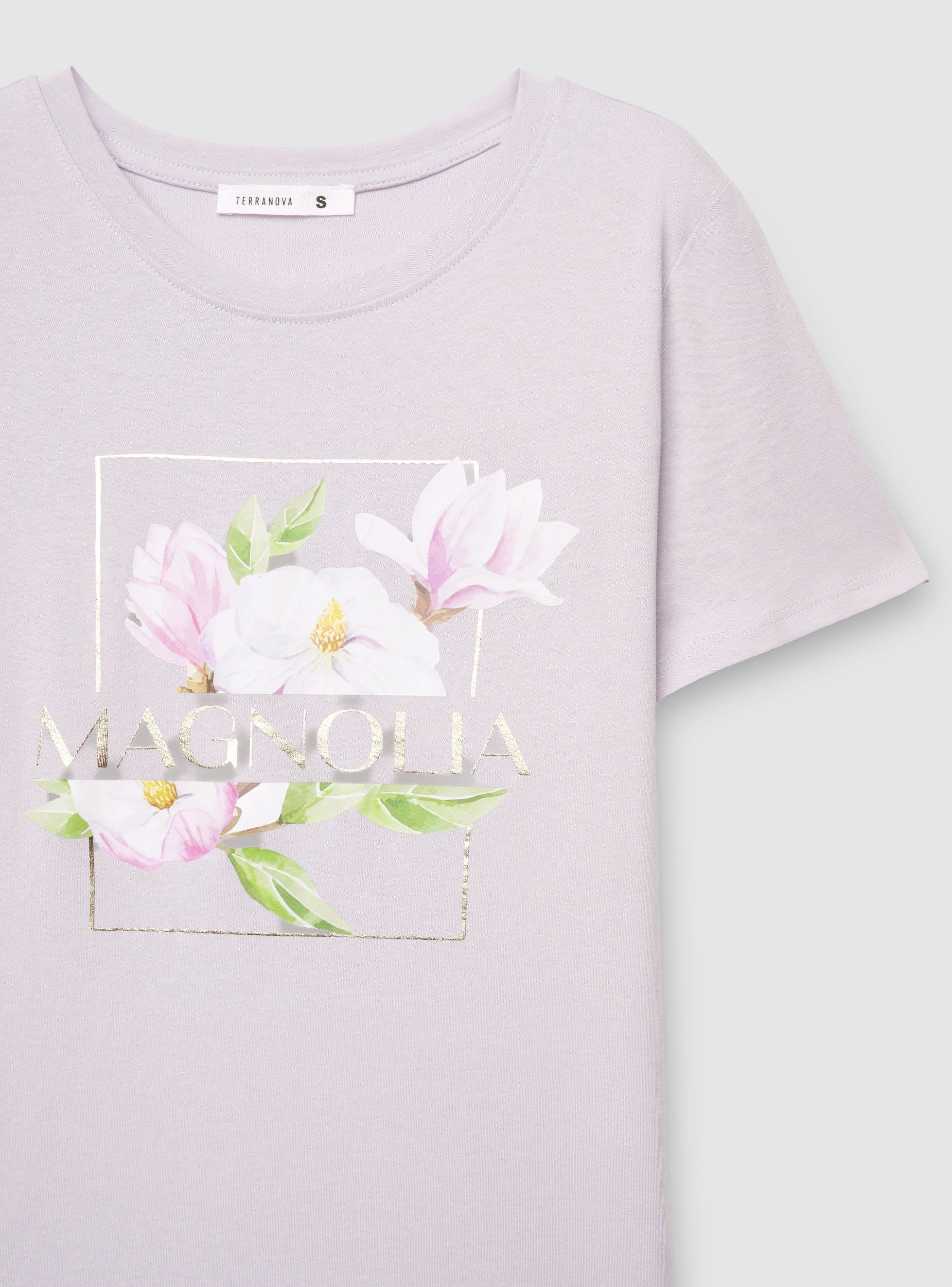 T-shirt con stampa fiori e scritta - Image 7