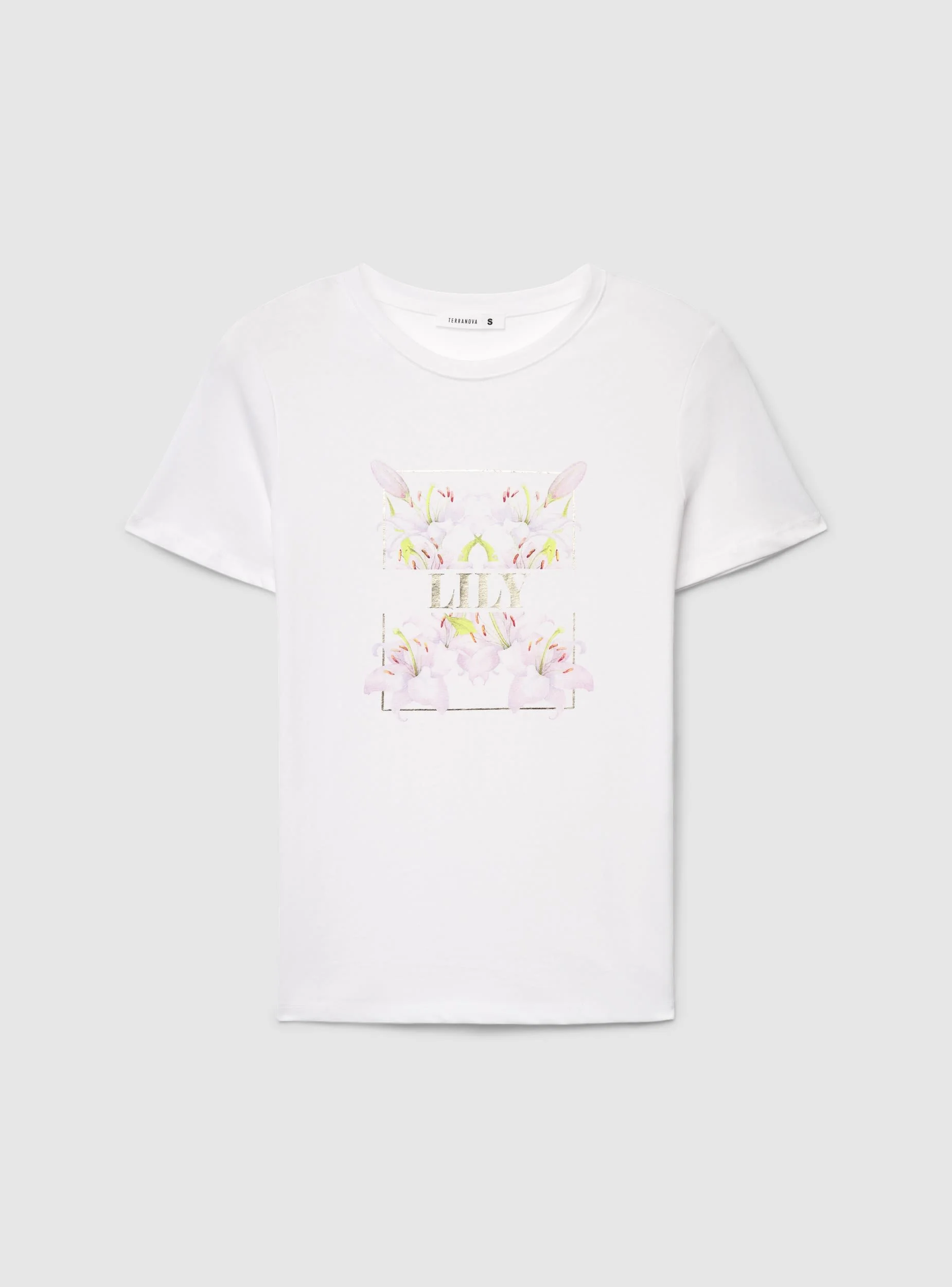 T-shirt con stampa fiori e scritta - Image 5