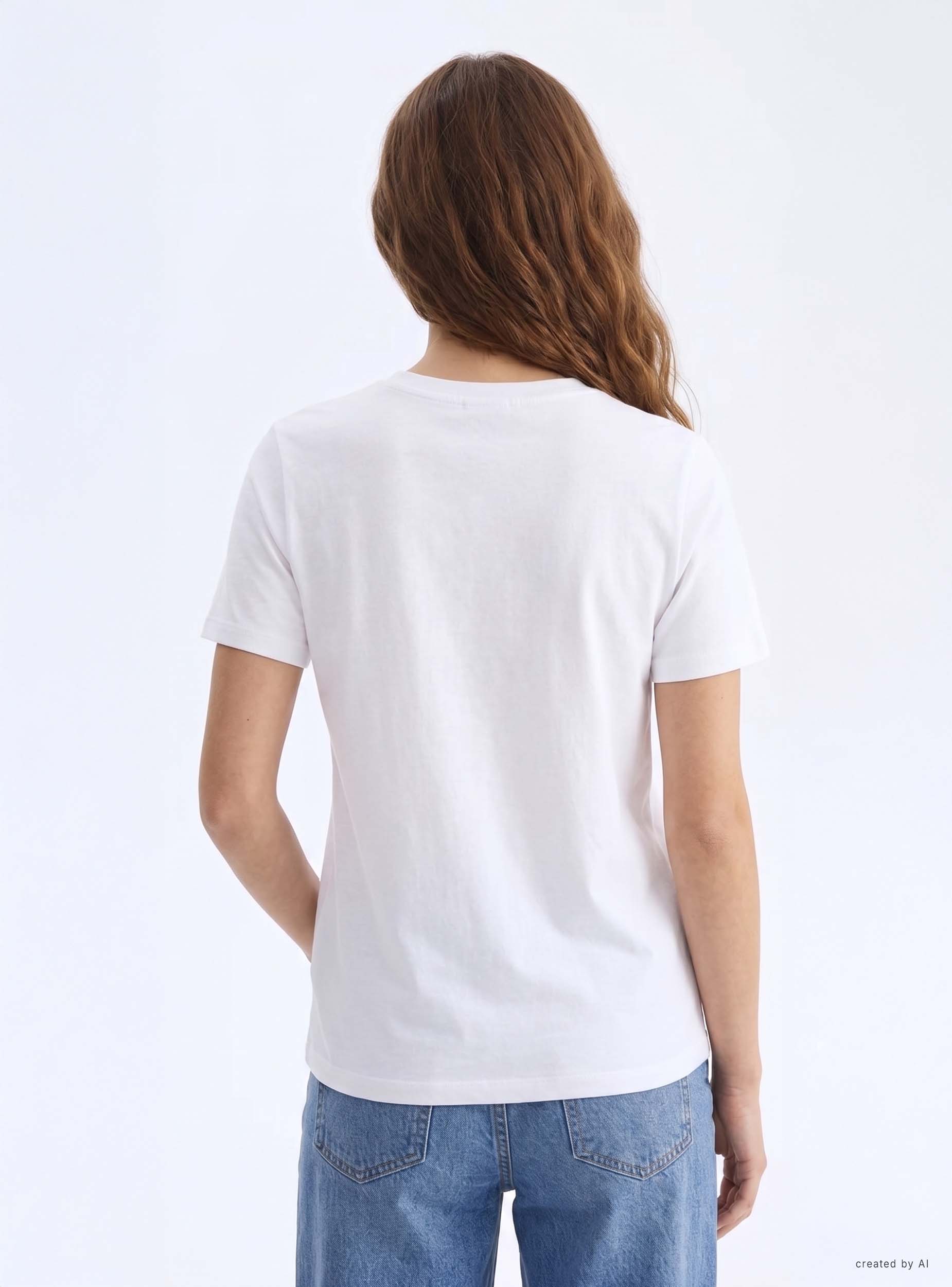 T-shirt con stampa fiori e strass - Image 3