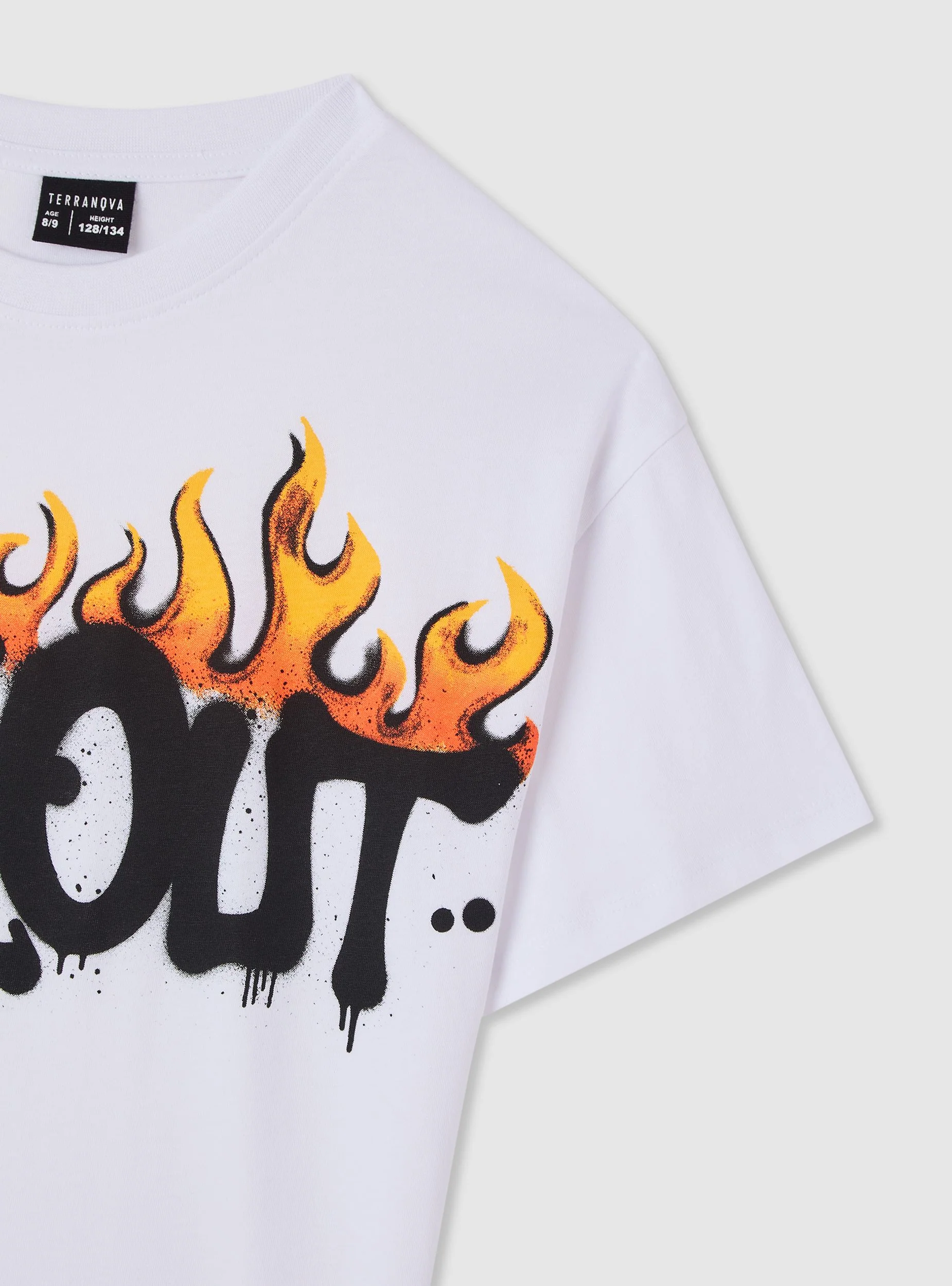 T-shirt con stampa graffiti e fiamme - Image 6